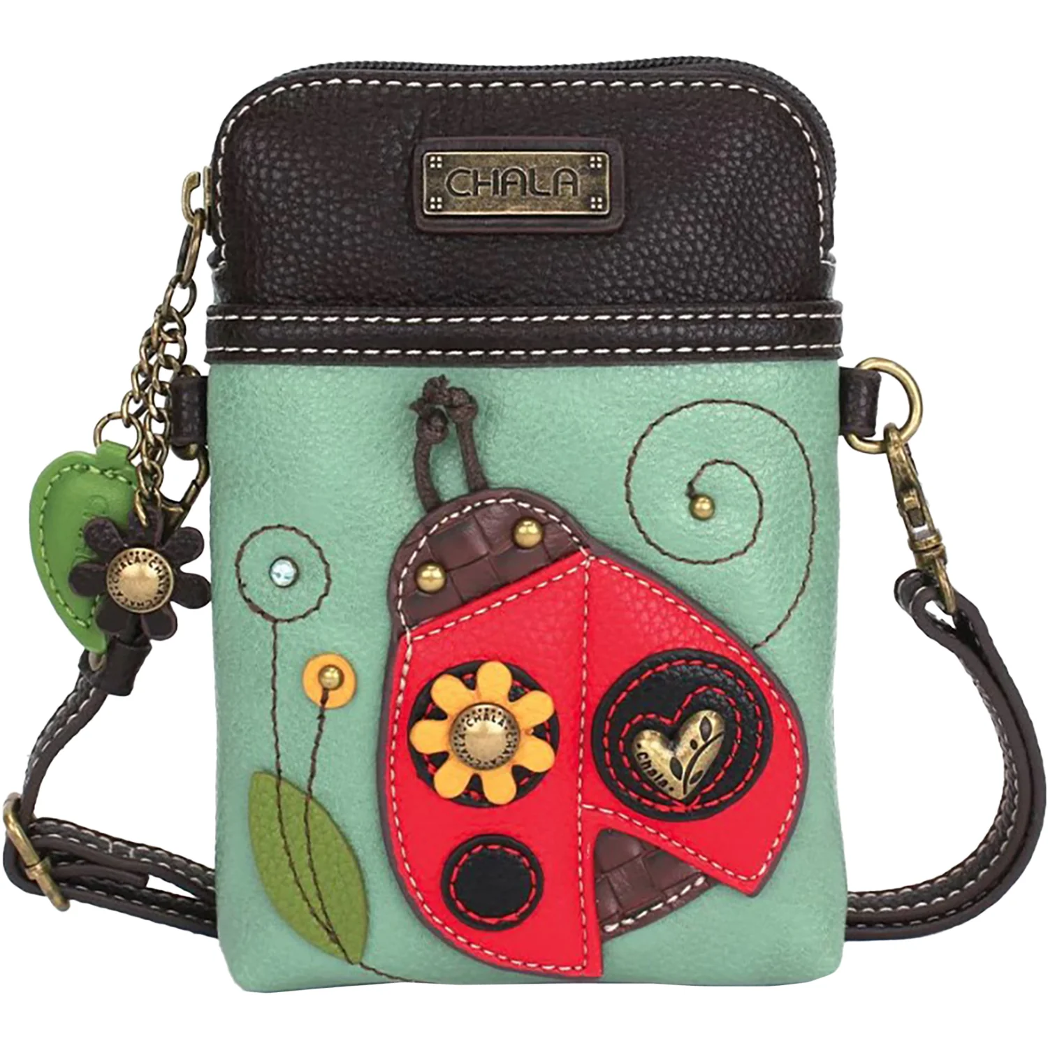Chala Ladybug Cellphone Crossbody Handbag Teal