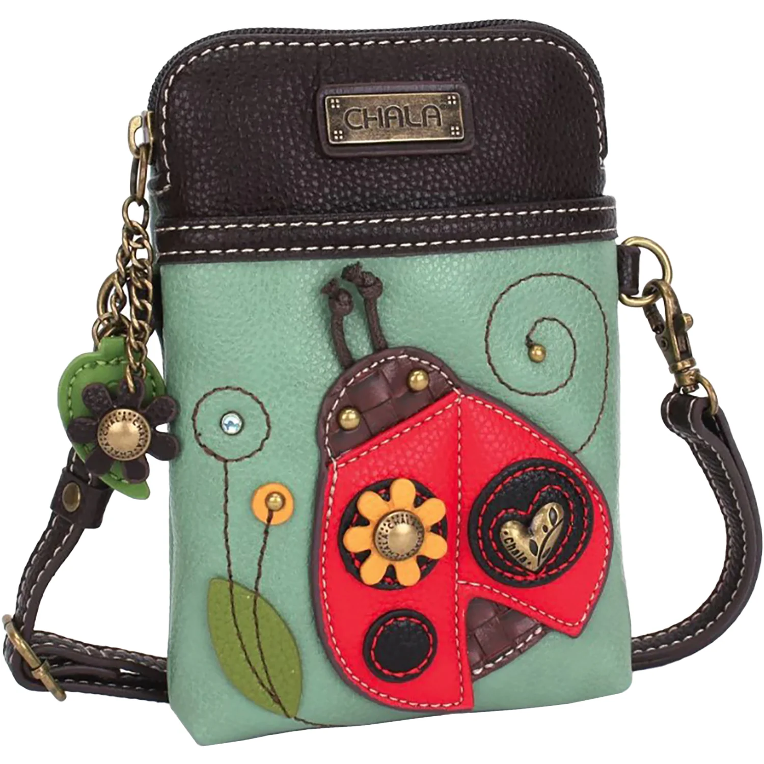 Chala Ladybug Cellphone Crossbody Handbag Teal - Image 5