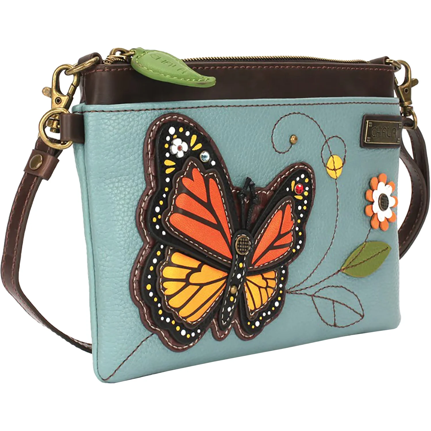 Chala Monarch Butterfly Mini Crossbody Handbag Blue - Image 5