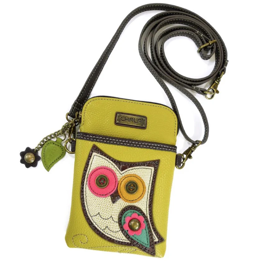 Chala Owl Cellphone Crossbody Handbag Mustard
