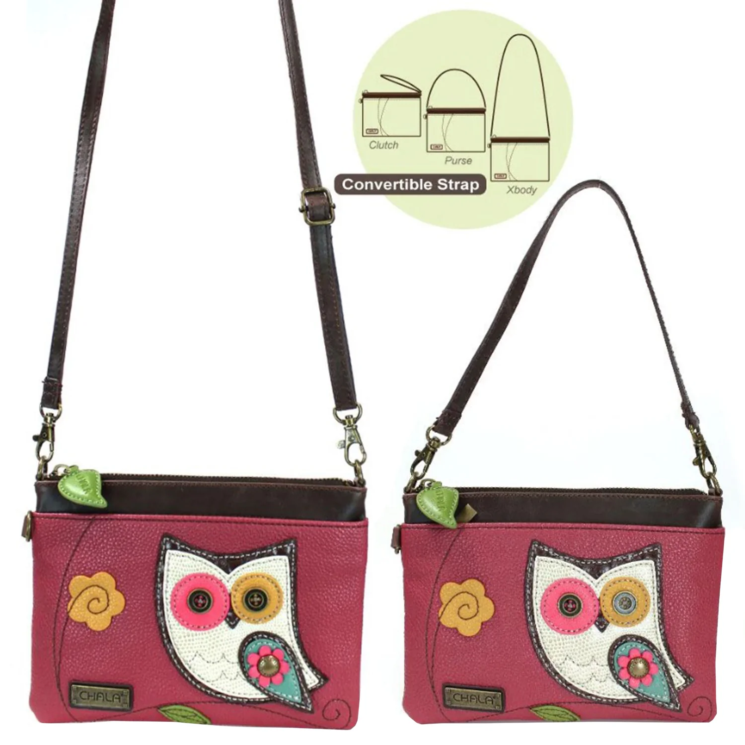 Chala Owl Mini Crossbody Handbag Dark Pink - Image 5