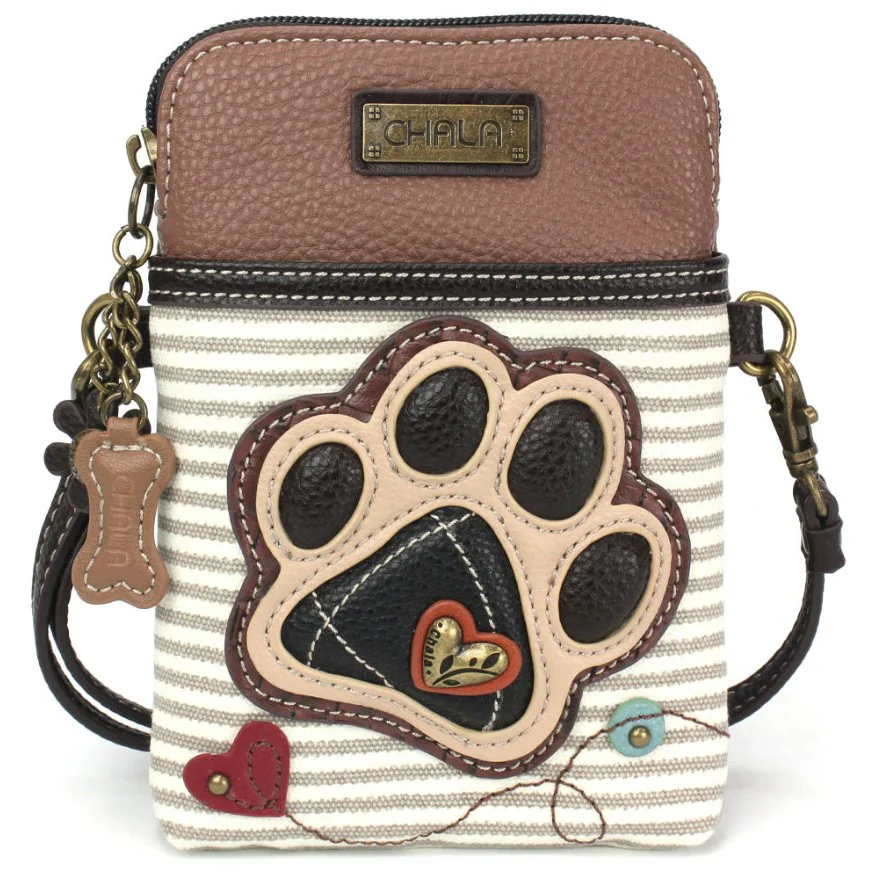 Chala PaWaterproofrint Cell Phone Crossbody Handbag Gray Stripe