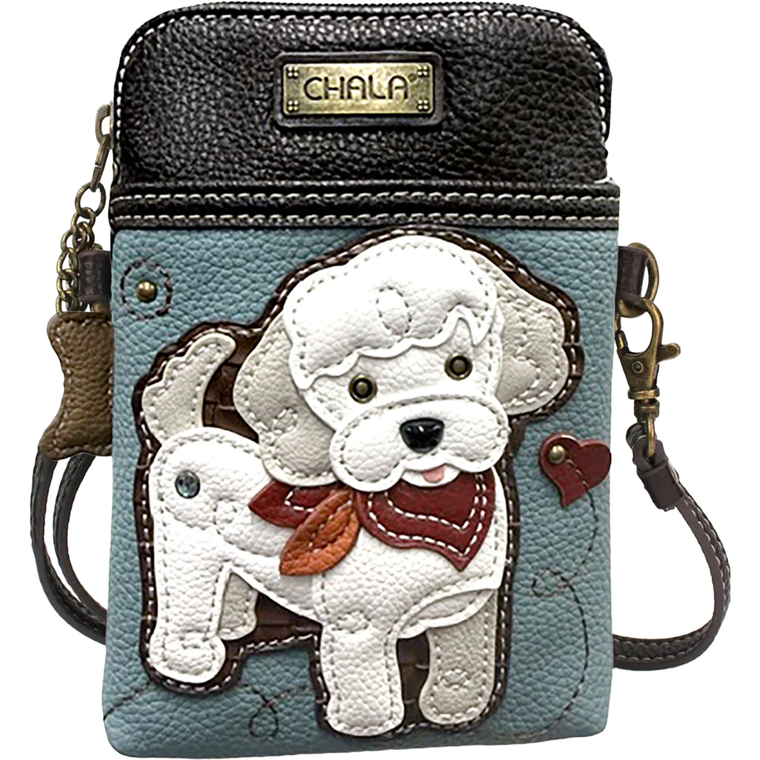 Chala Poodle Cellphone Crossbody Handbag Blue