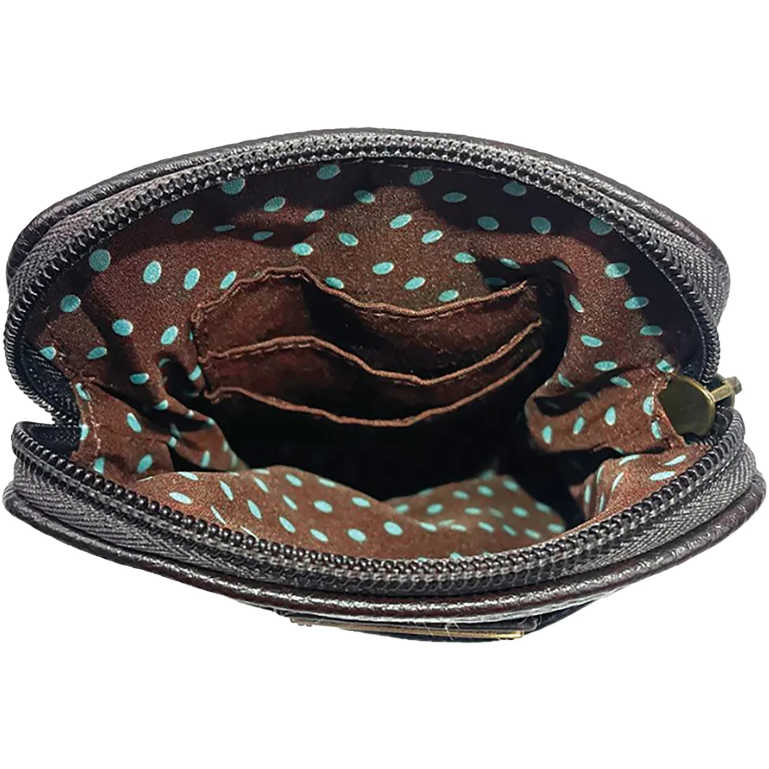 Chala Purple Flower Cellphone Crossbody Handbag Green - Image 2