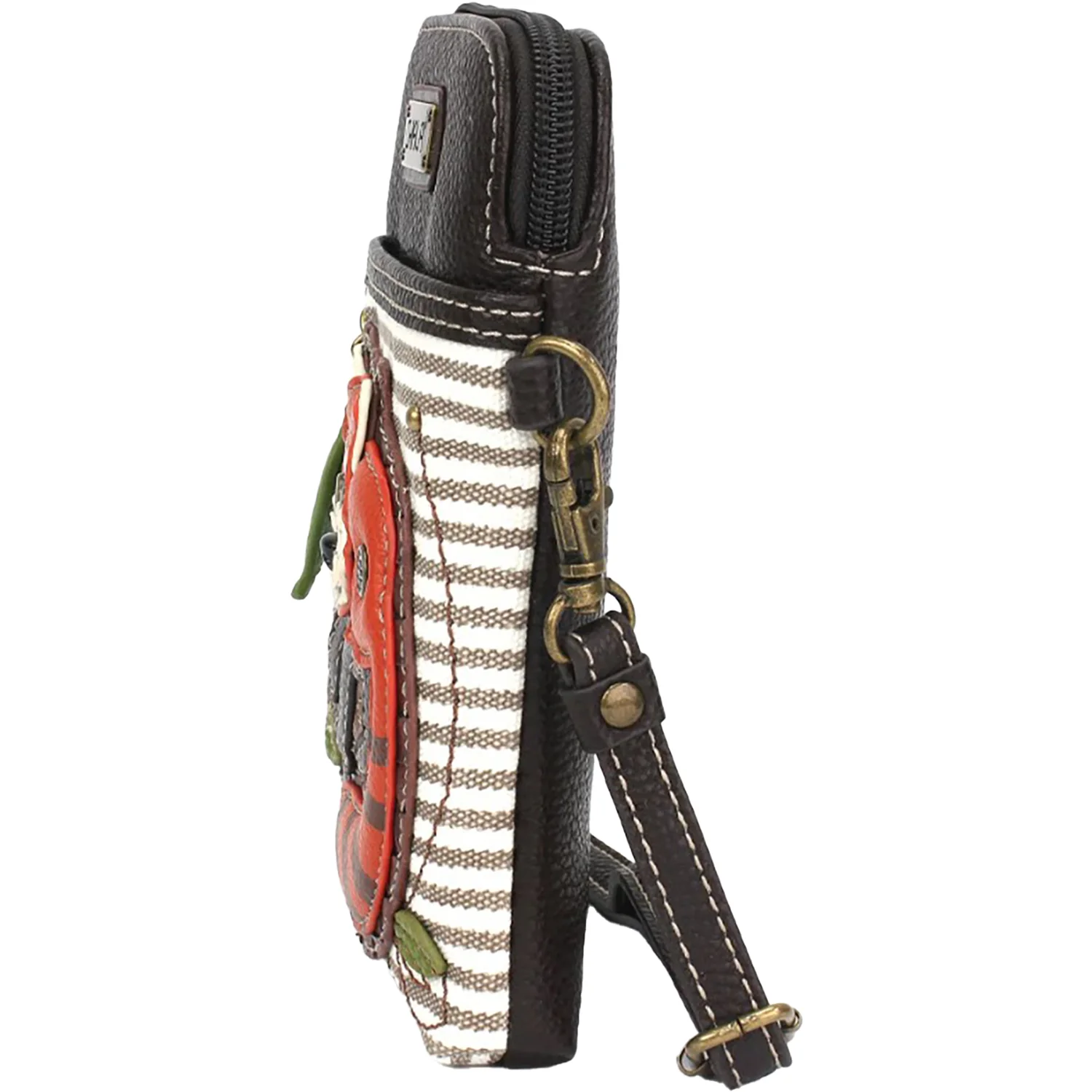 Chala Red Panda Cellphone Crossbody Handbag Grey Stripe - Image 4