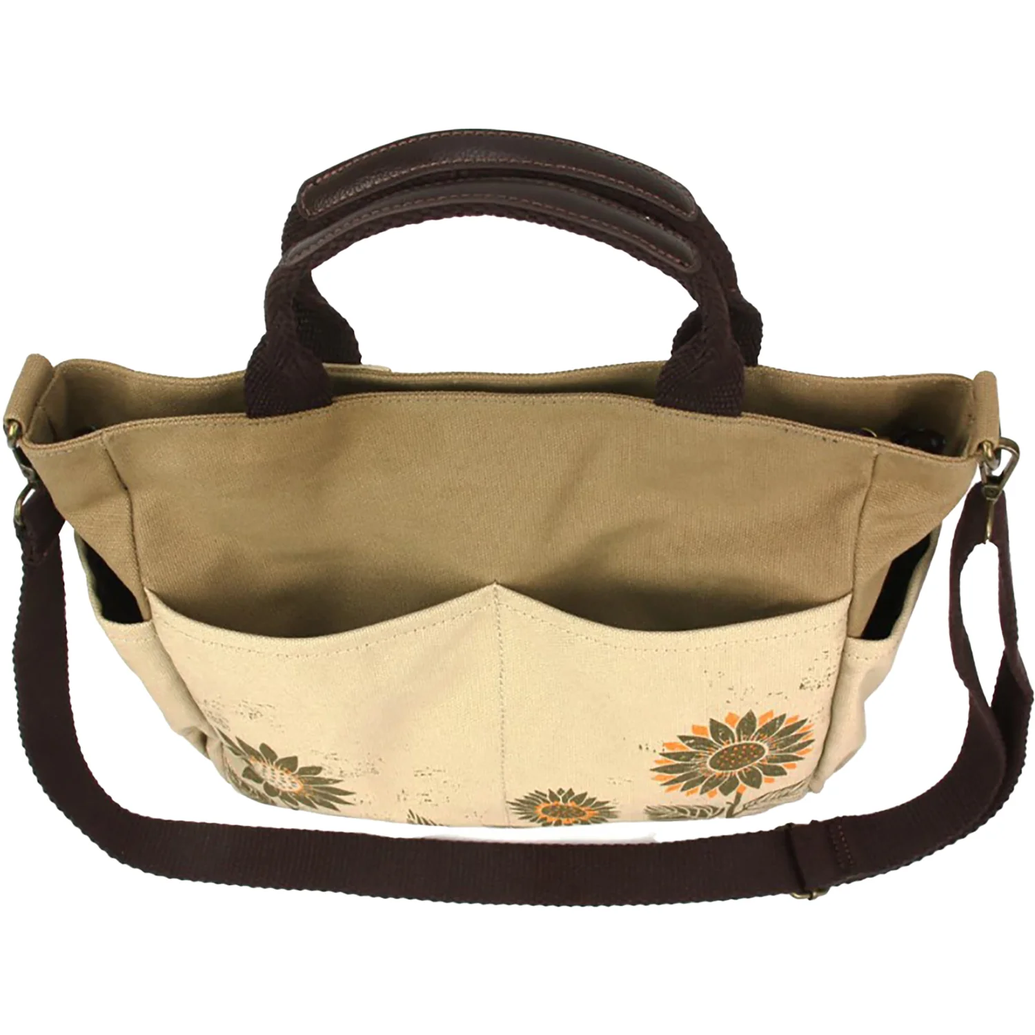 Chala Sunflower Canvas Print Pocket Tote Handbag Sand - Image 3
