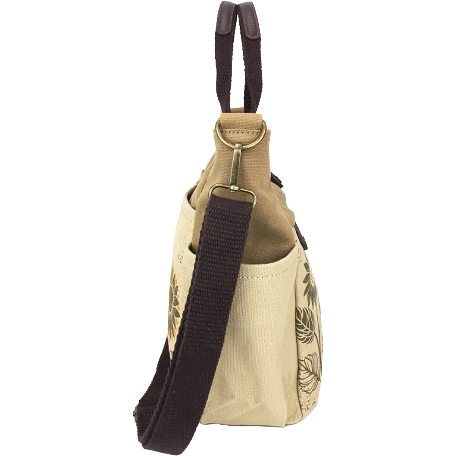 Chala Sunflower Canvas Print Pocket Tote Handbag Sand - Image 5