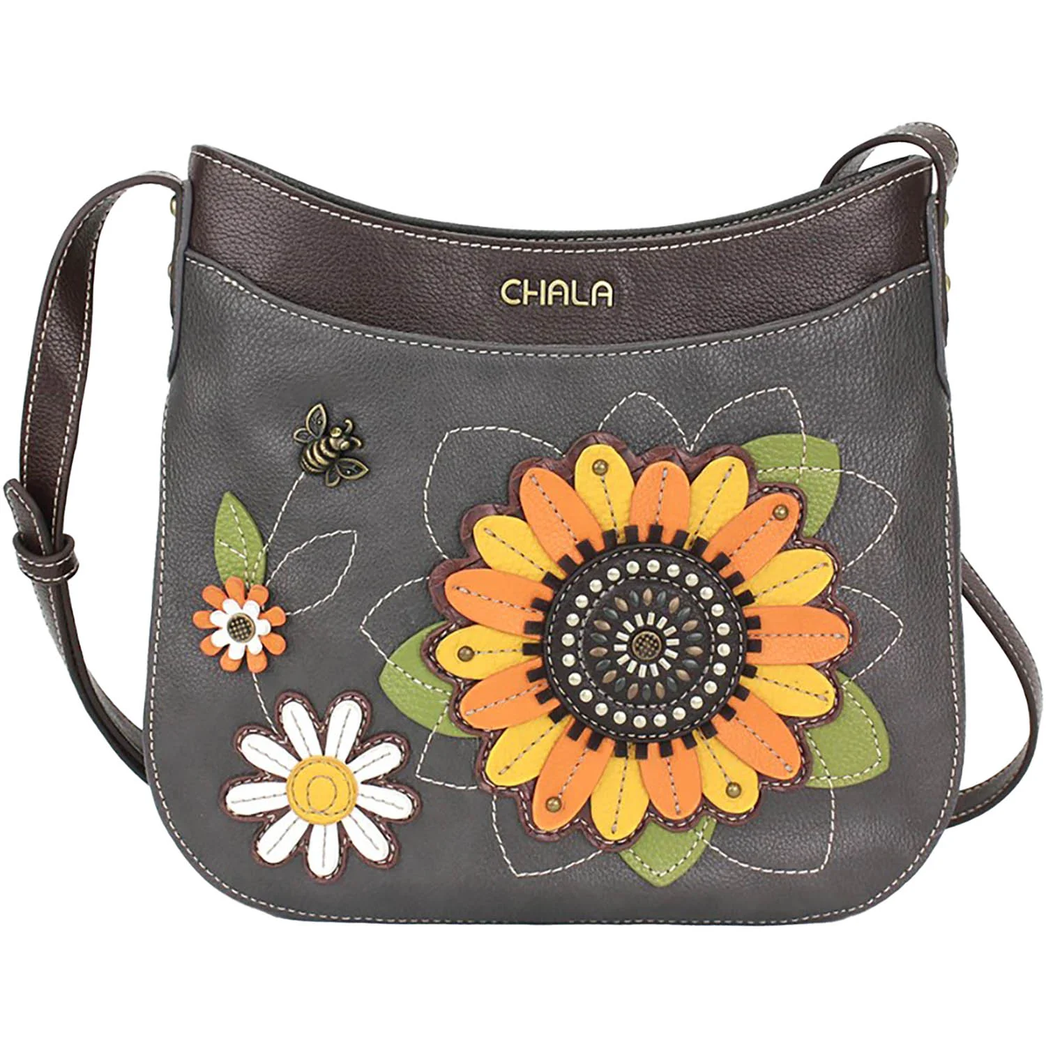 Chala Sunflower Crescent Crossbody Handbag Ink