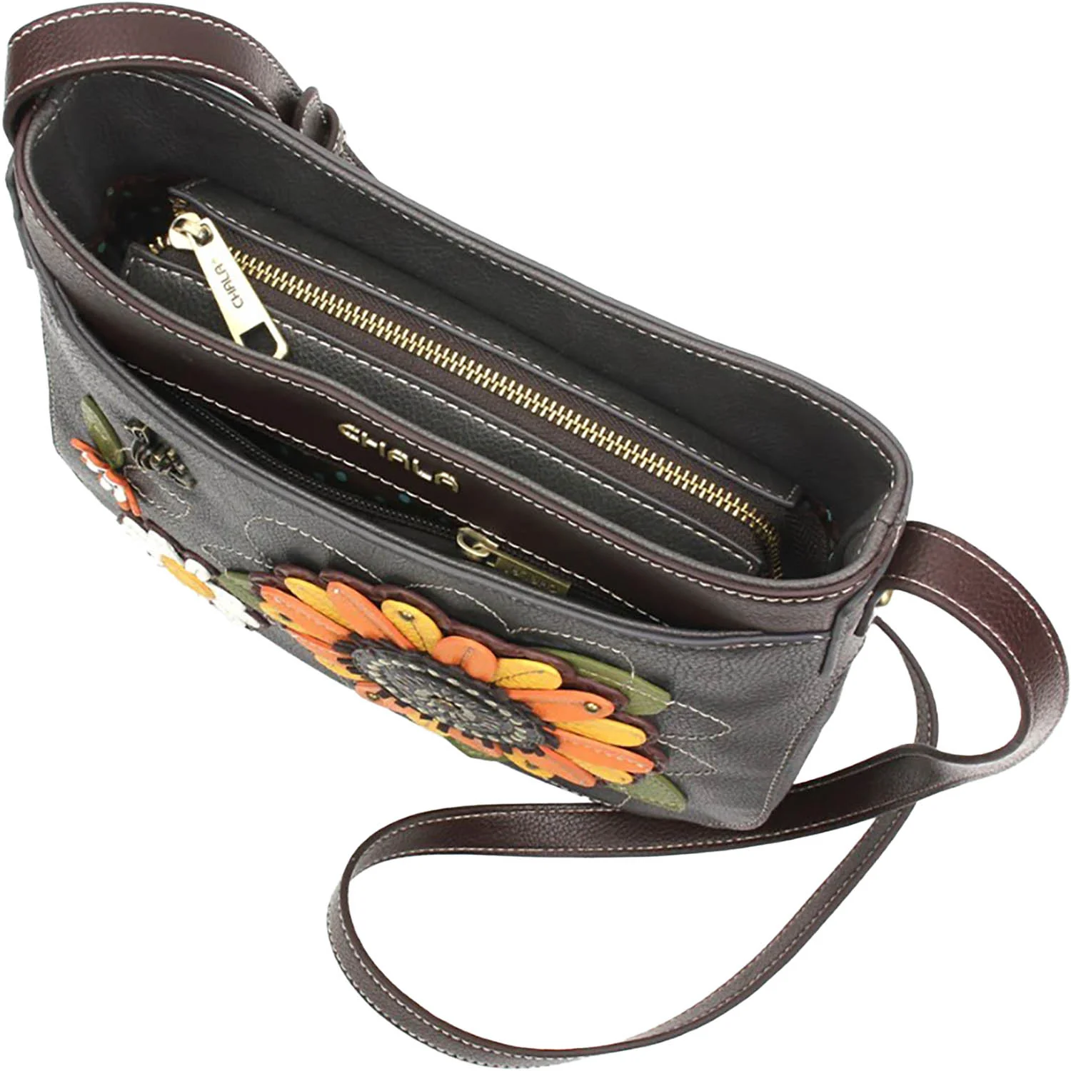 Chala Sunflower Crescent Crossbody Handbag Ink - Image 2