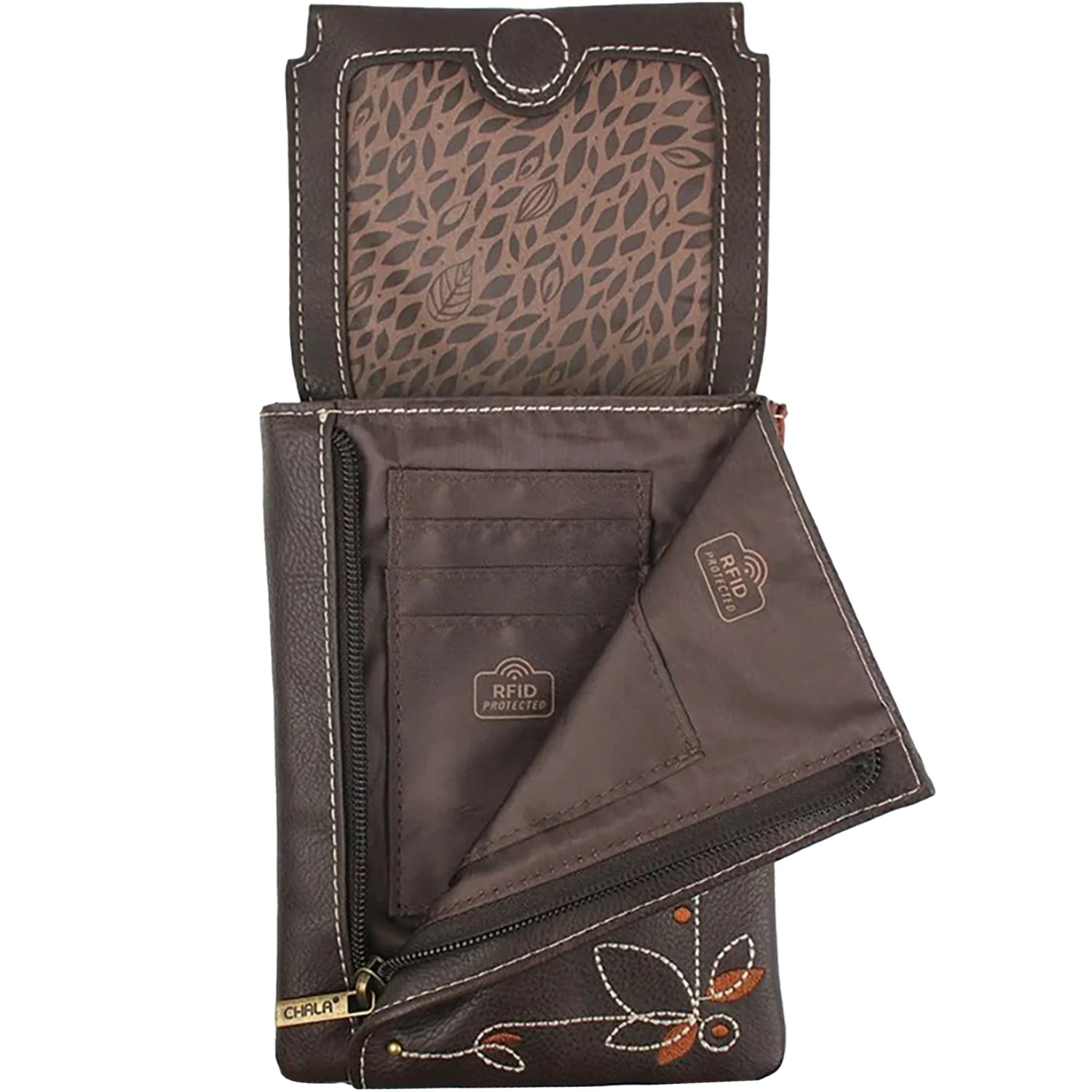 Chala Sunflower Criss Cellphone Crossbody Handbag Brown - Image 2