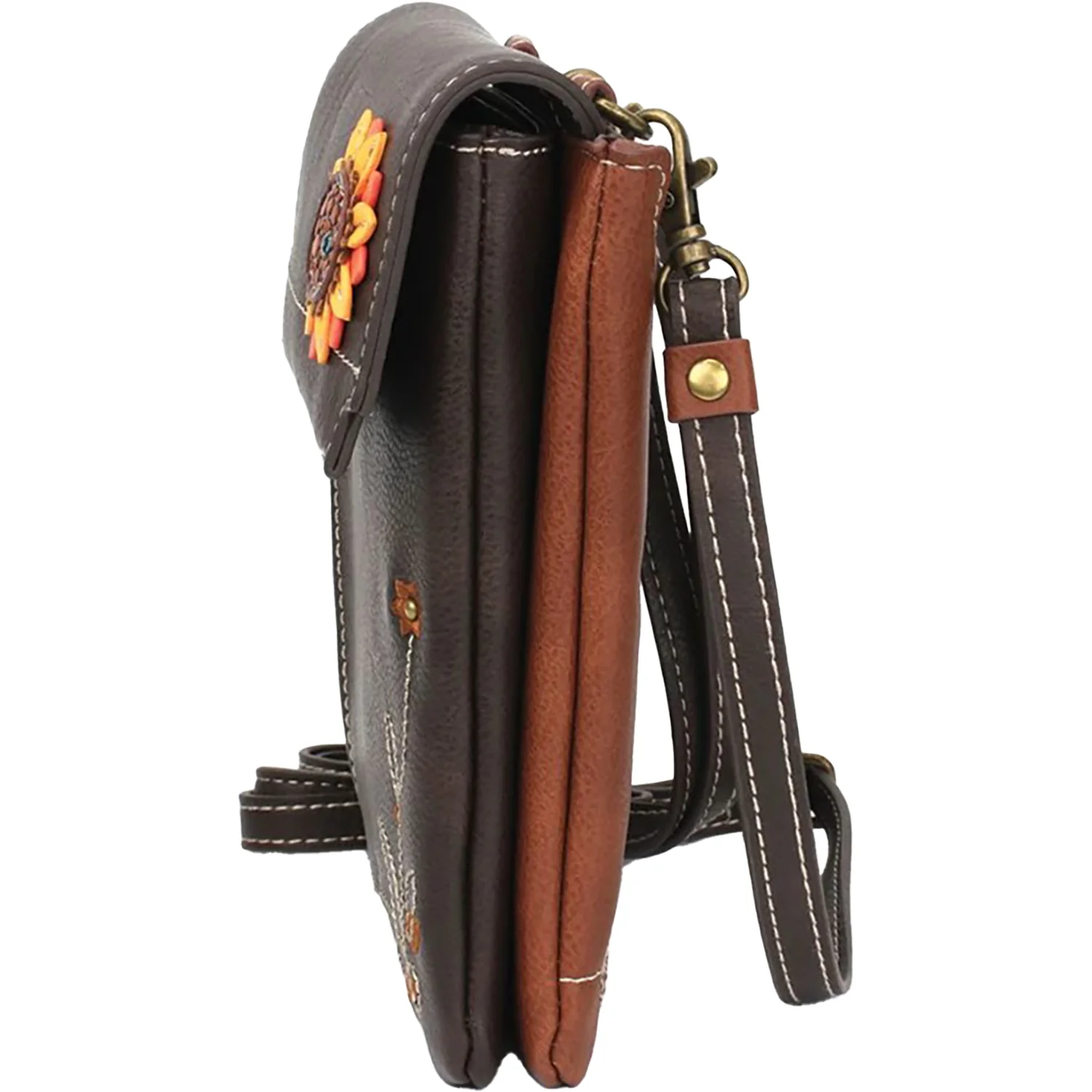 Chala Sunflower Criss Cellphone Crossbody Handbag Brown - Image 4