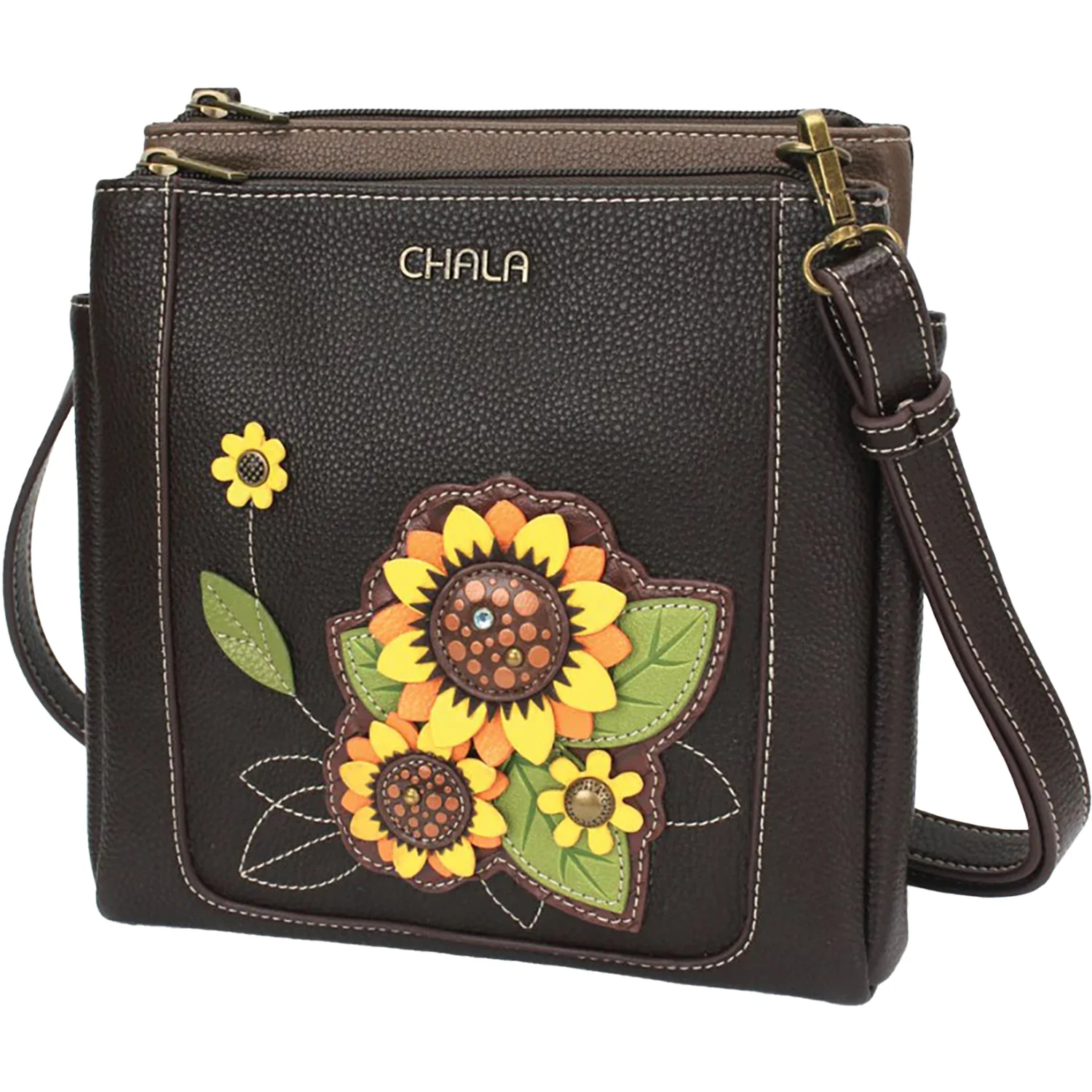 Chala Sunflower Merry Messenger Handbag Dark Brown
