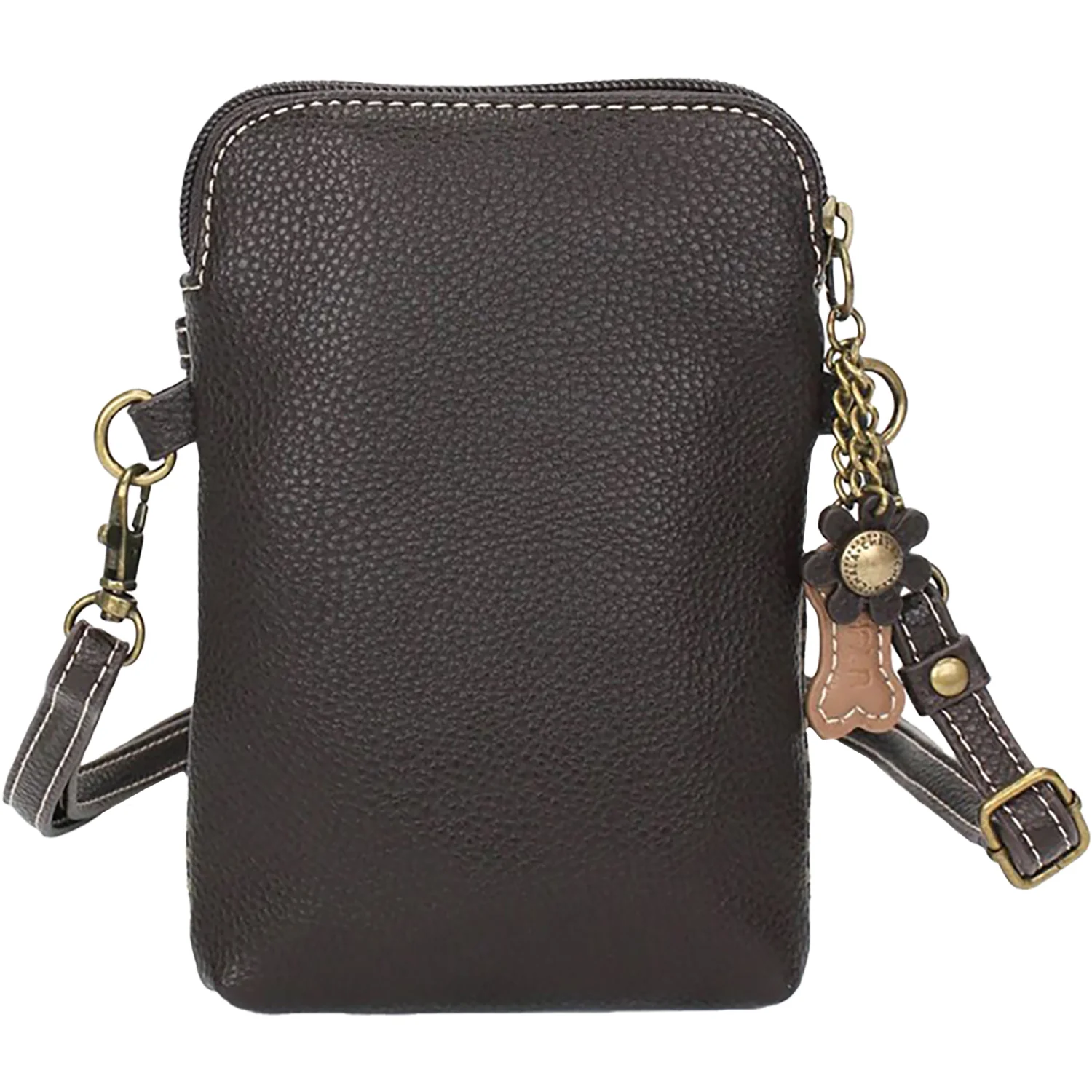 Chala Yorkie Cellphone Crossbody Handbag Brown Stripe - Image 3