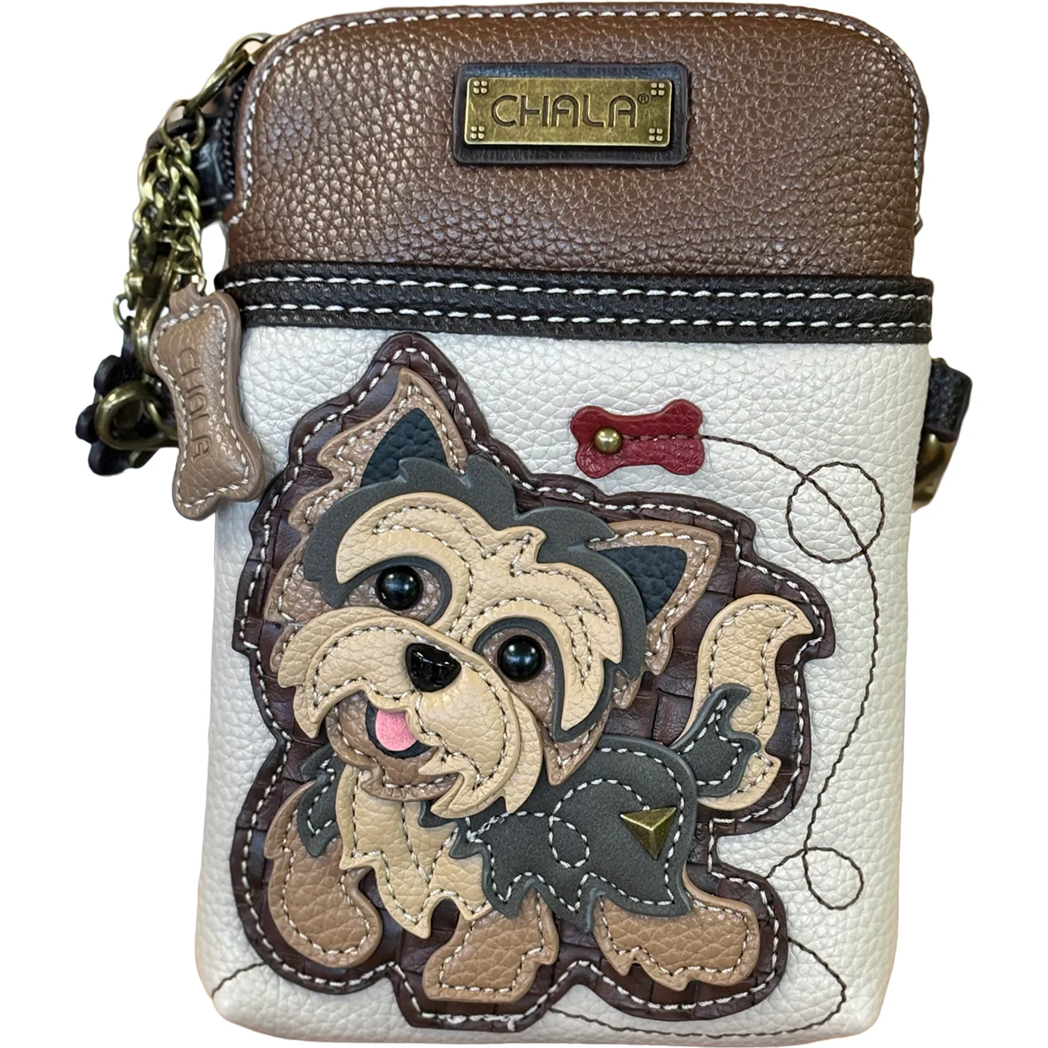 Chala Yorkie Cellphone Crossbody Handbag Ivory