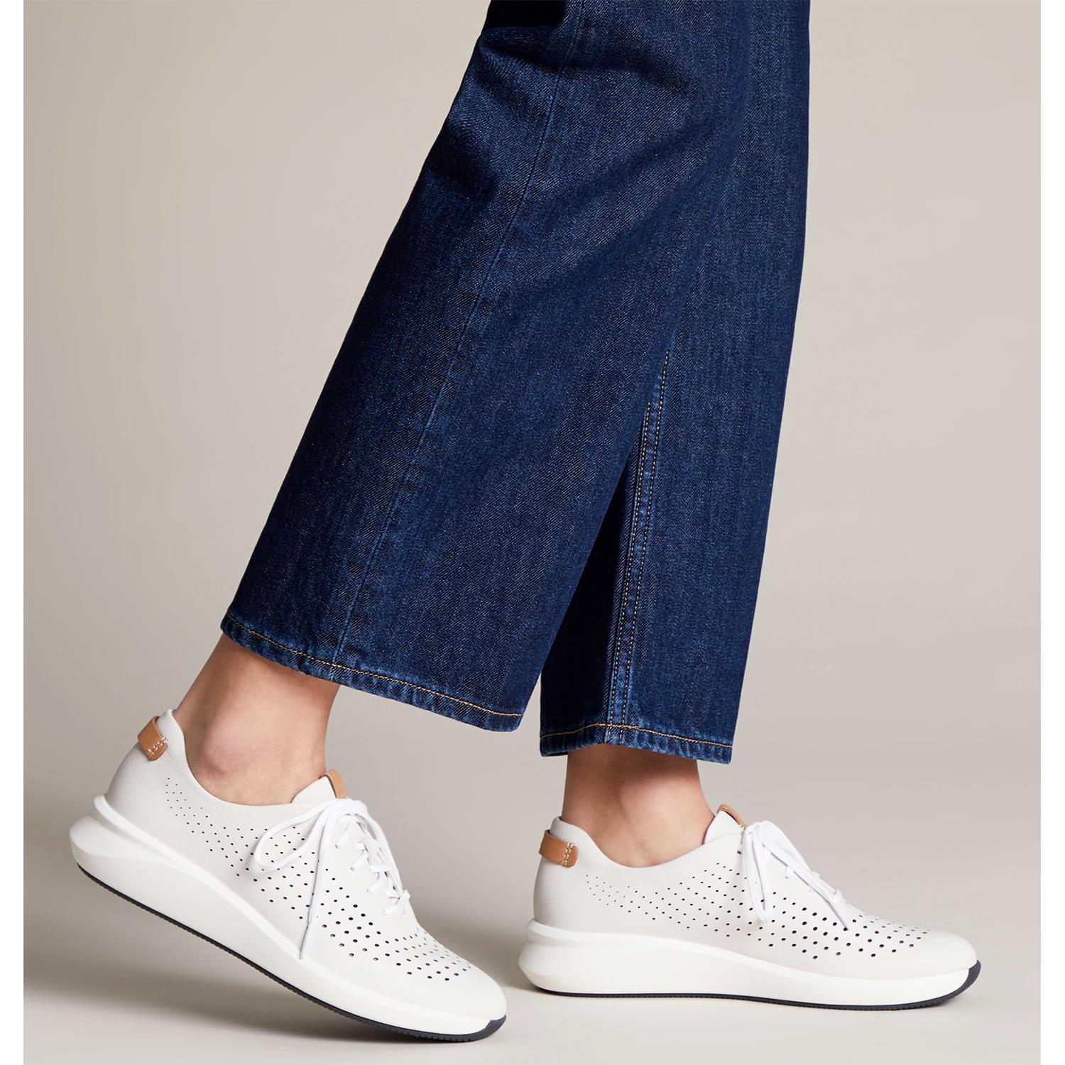 Clarks Un Rio Tie Women's Shoes Navy Nubuck - Image 5