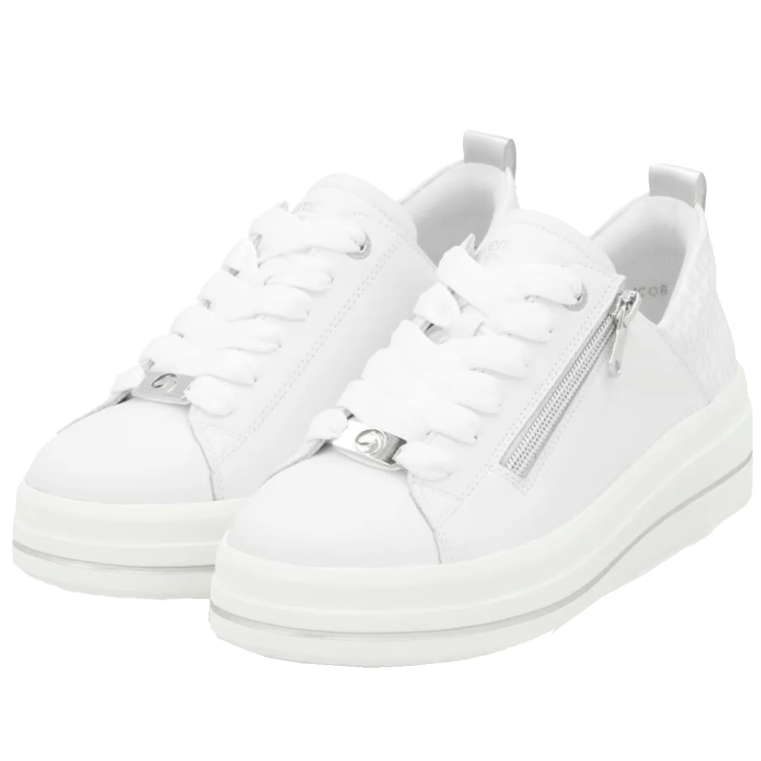 D1C08-80 Remonte DC108-80 Women's Athletic Shoes White/Silver Leather - Image 5
