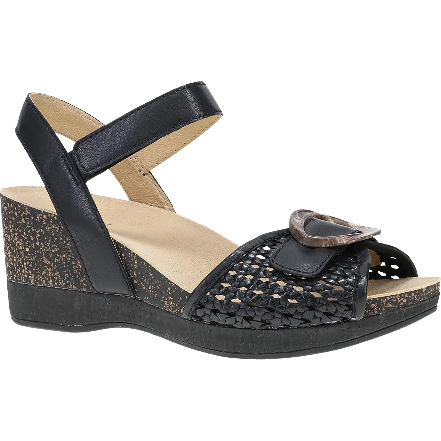 Dansko Stella Women's Wedge Sandals Black Woven - Image 3