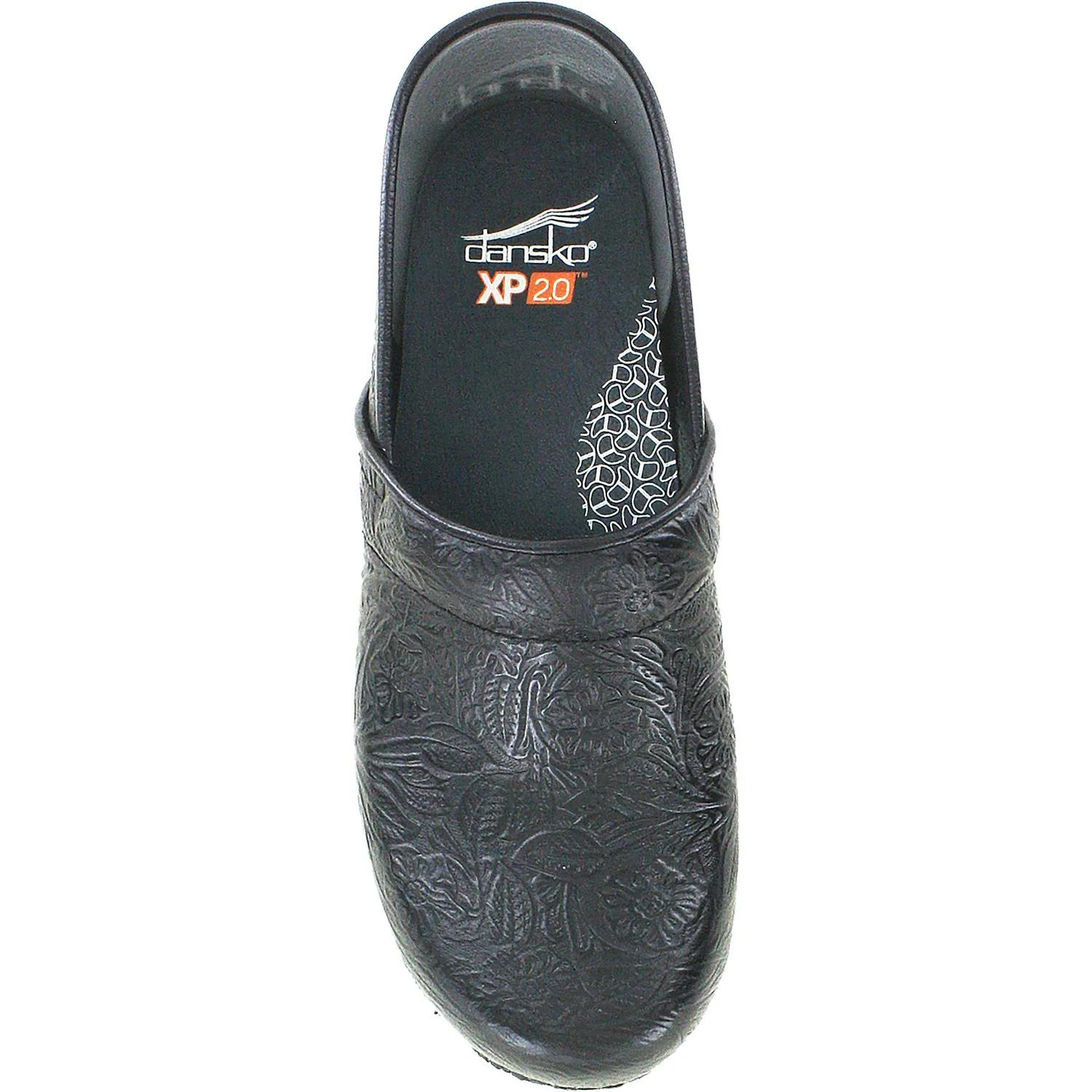 Dansko XP 20 Women's Clogs Black Floral Tooled Leather - Image 2