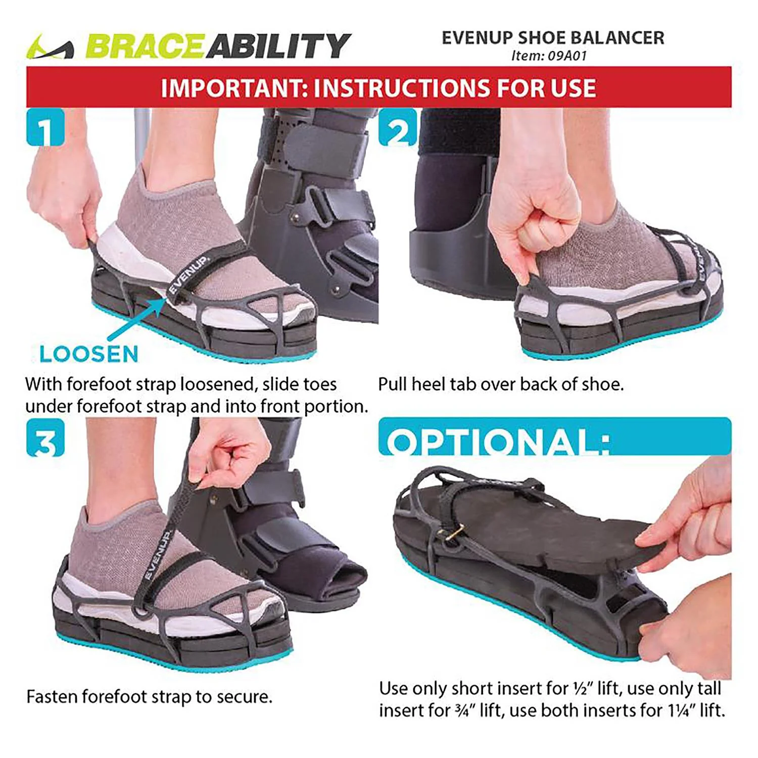 EvenUp Foot Leveler - New Improved Version Unisex Shoes Balancer Black - Image 4