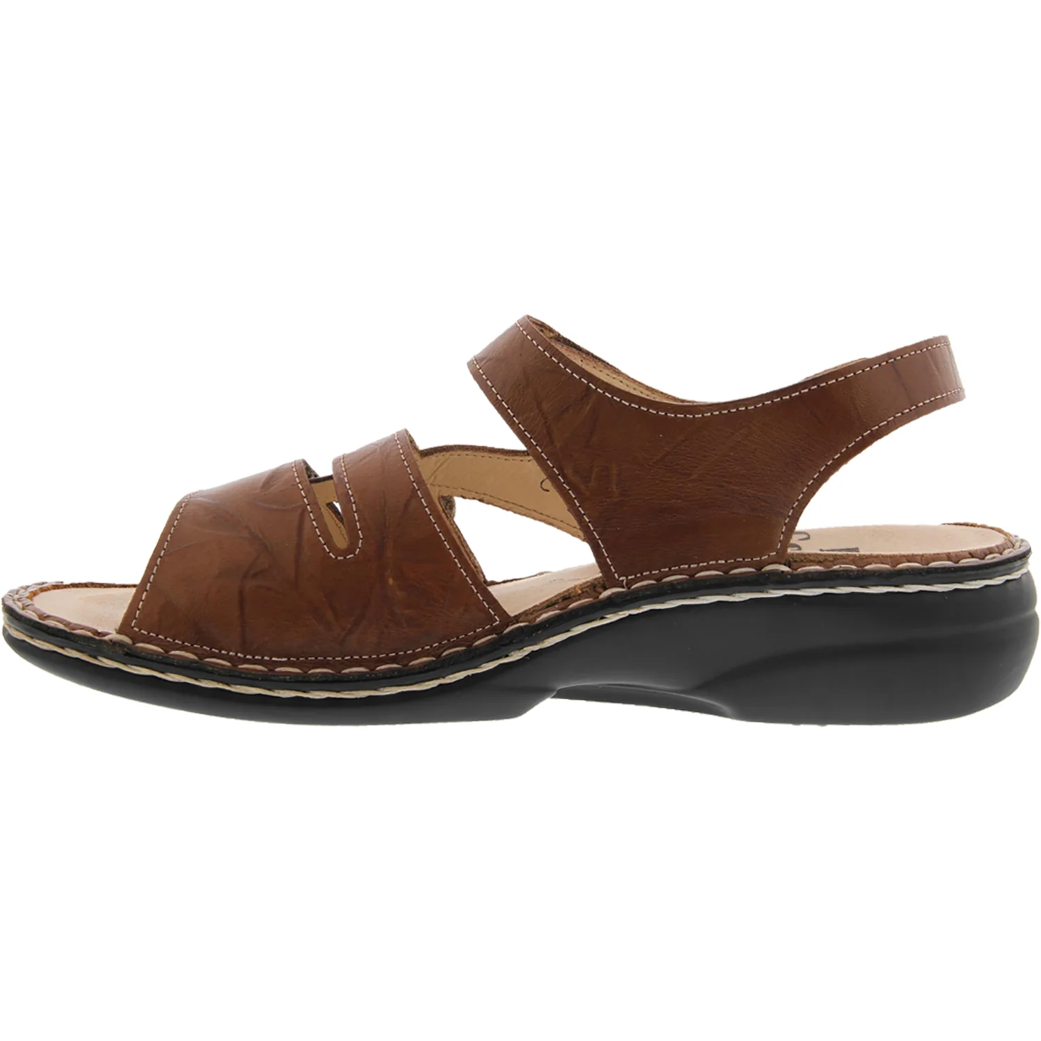 Finn Comfort Gomera Soft Women's Three Strap Sandals Cognac Plisseelight Leather - Image 3