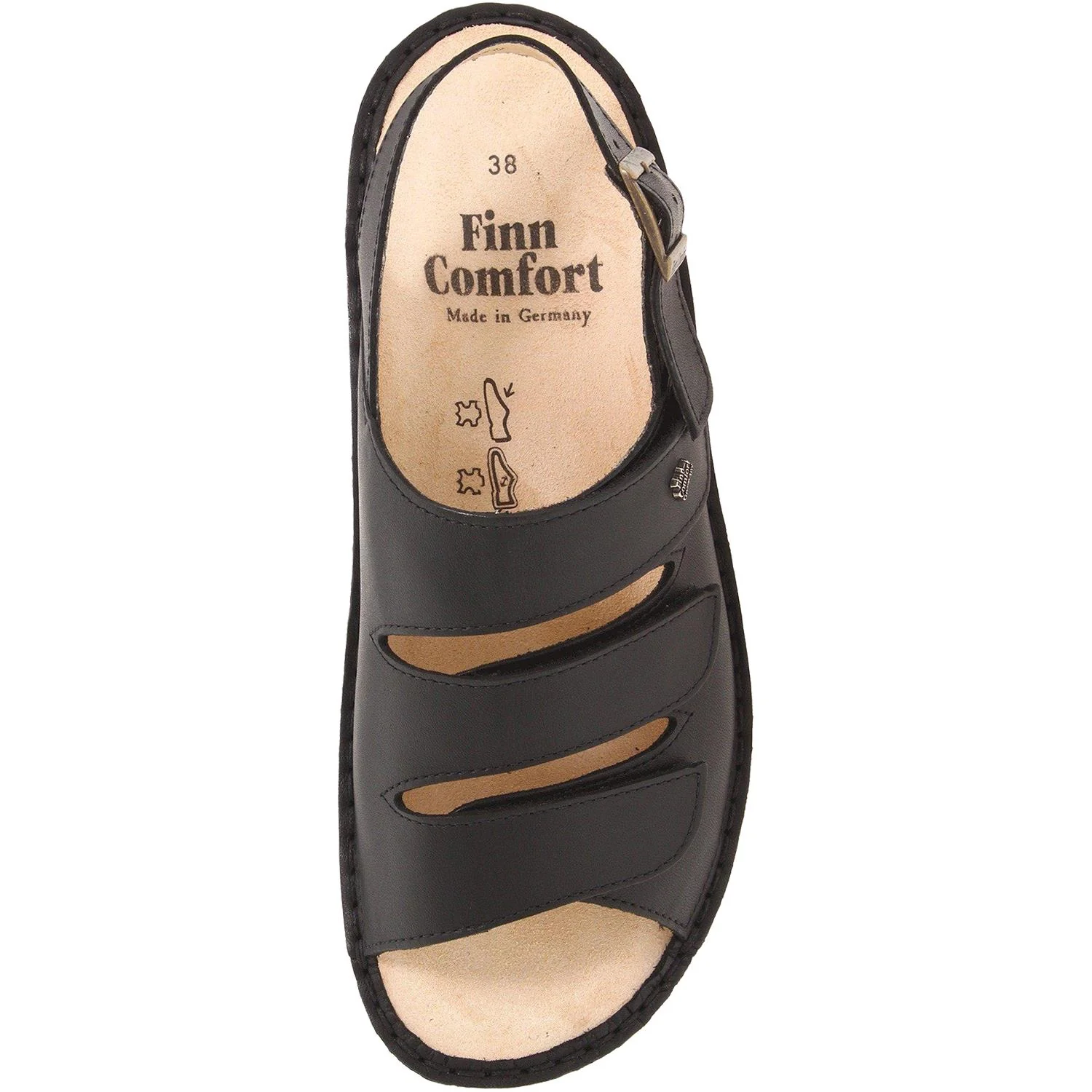 Finn Comfort Sylt Soft Women's Backstrap Sandals Black Nappa Leather - Image 2