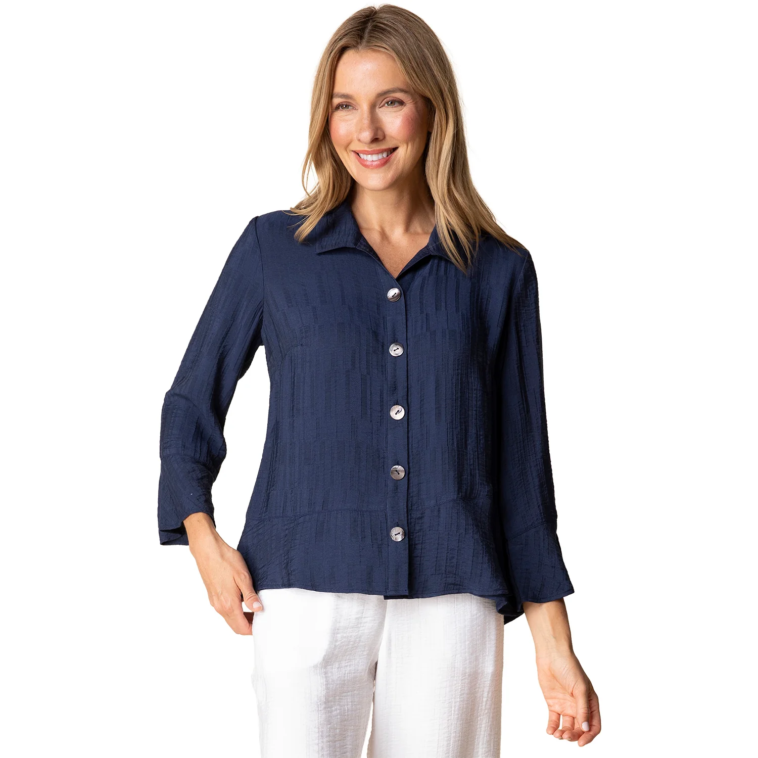 Habitat Jacquard Flounce Shirt Women's Long-Sleeve Top Navy - Image 2