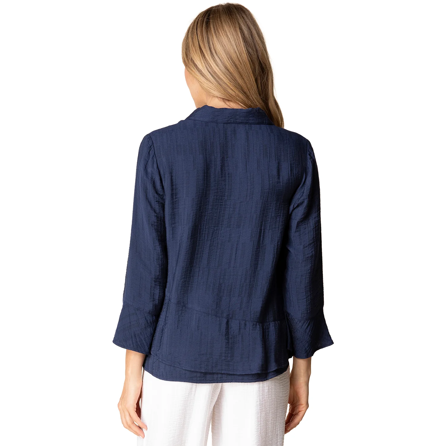 Habitat Jacquard Flounce Shirt Women's Long-Sleeve Top Navy - Image 3