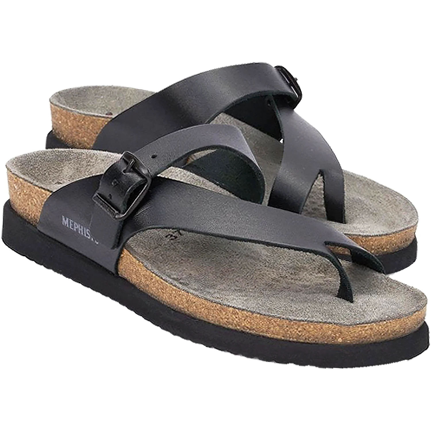 Mephisto Helen Women's Flip Flopss Sandals Black Waxy Leather - Image 3