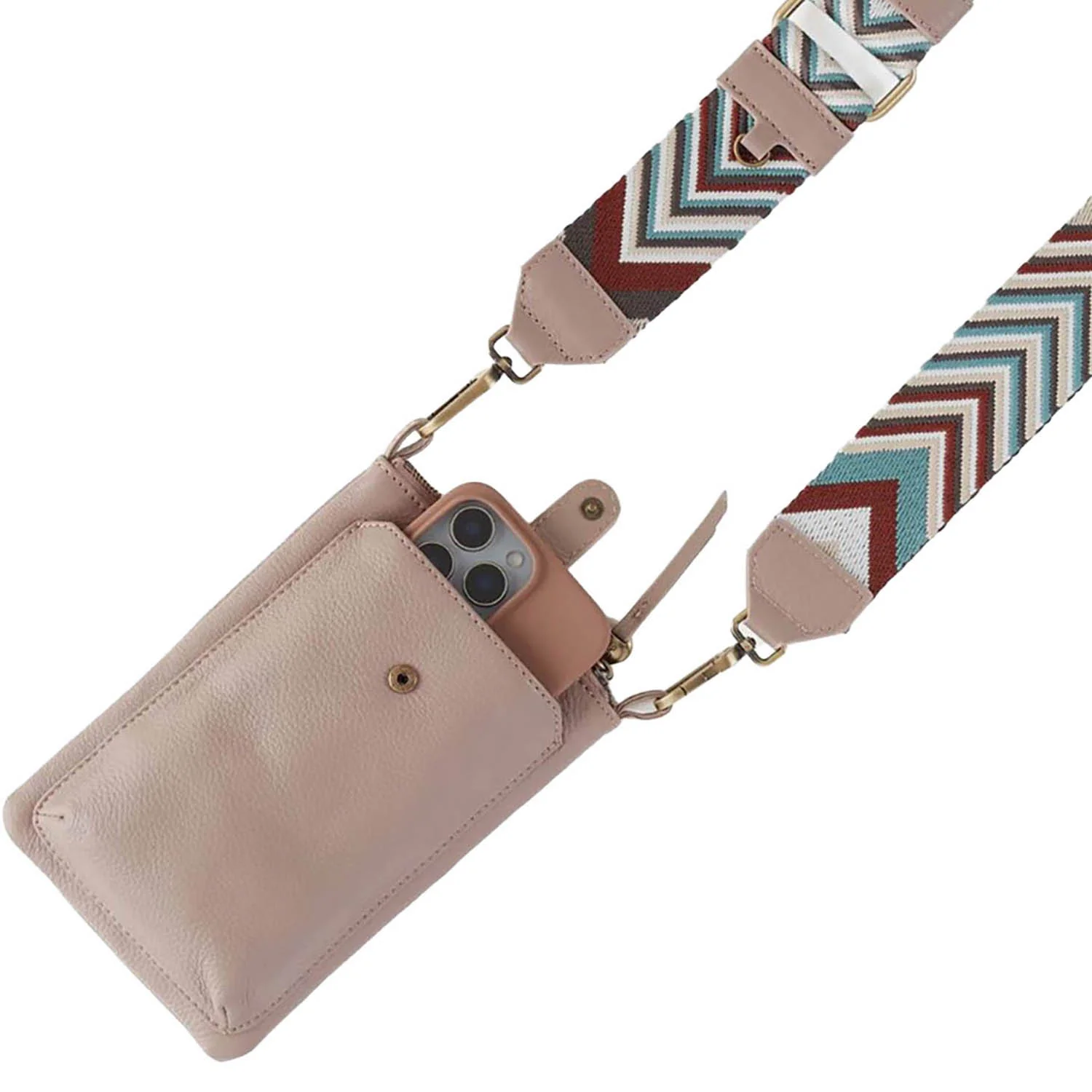 Hobo Cass Phone Crossboby Handbag Warm Adobe Pebbled Leather - Image 2
