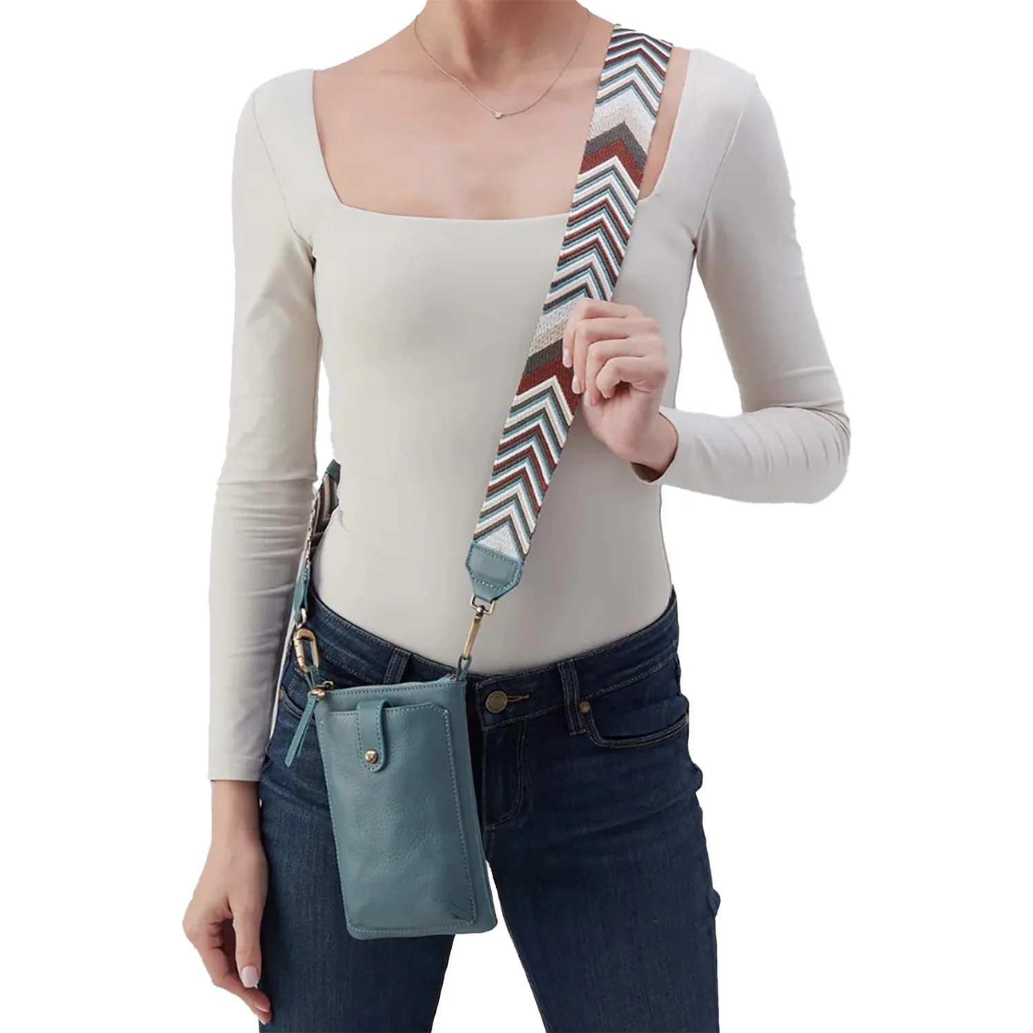 Hobo Cass Phone Crossbody Handbag Agave Leaf Pebbled Leather - Image 4