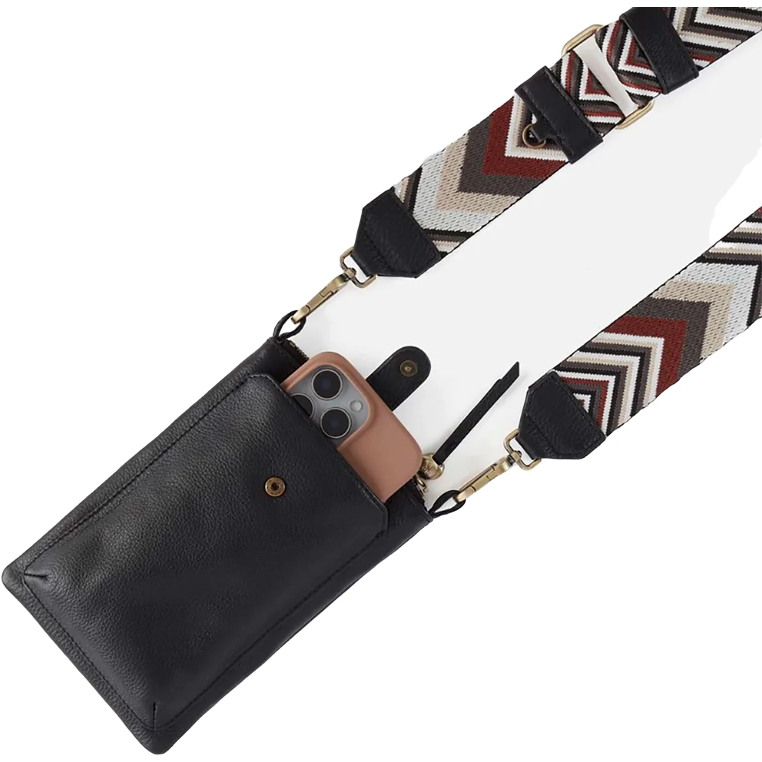 Hobo Cass Phone Crossbody Handbag Black Leather - Image 2