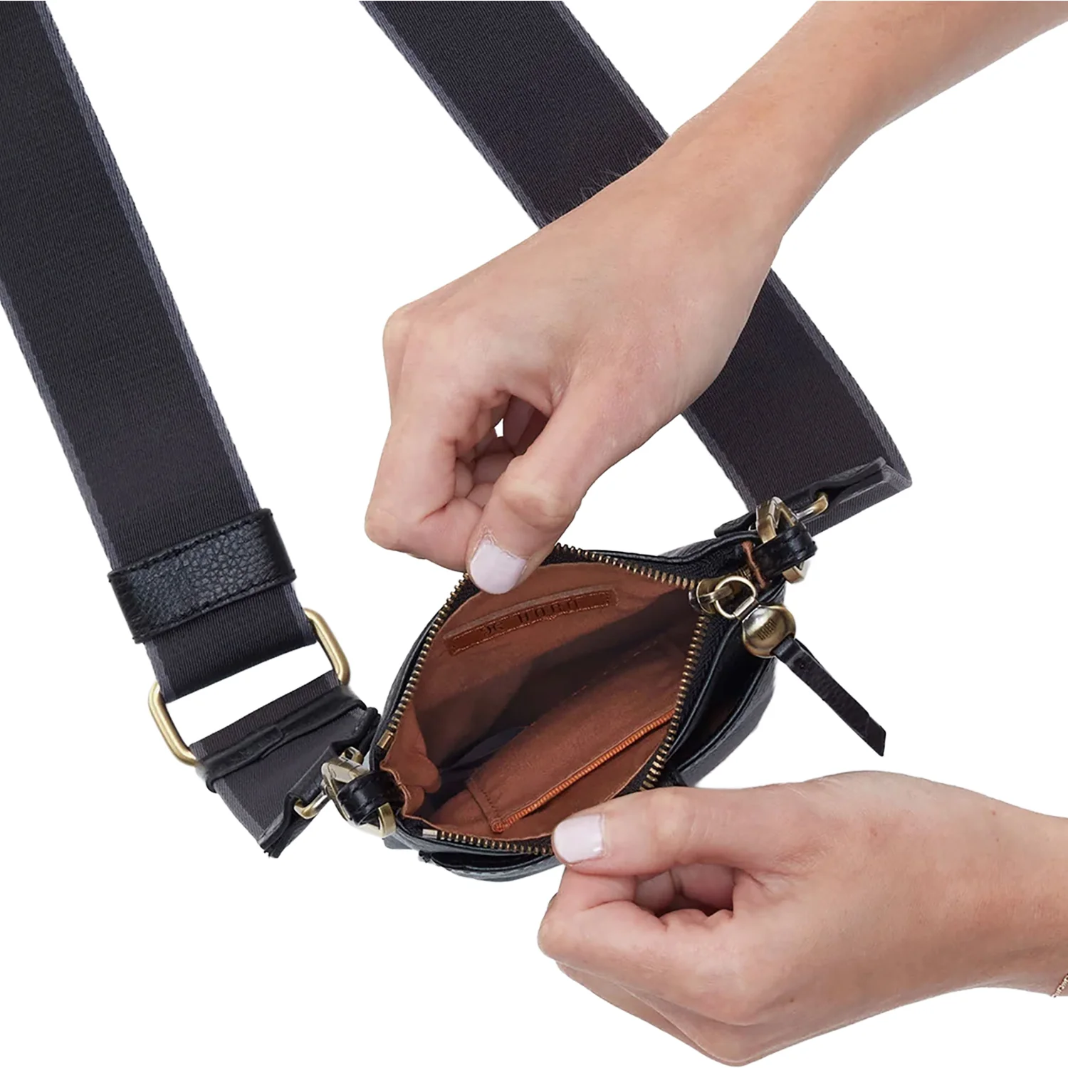 Hobo International Cass Phone Crossbody Handbag Black Pebbled Leather - Image 2