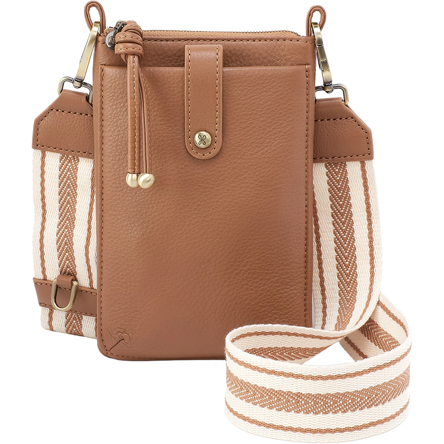 Hobo Cass Phone Crossbody Handbag Brown Sugar Pebbled Leather