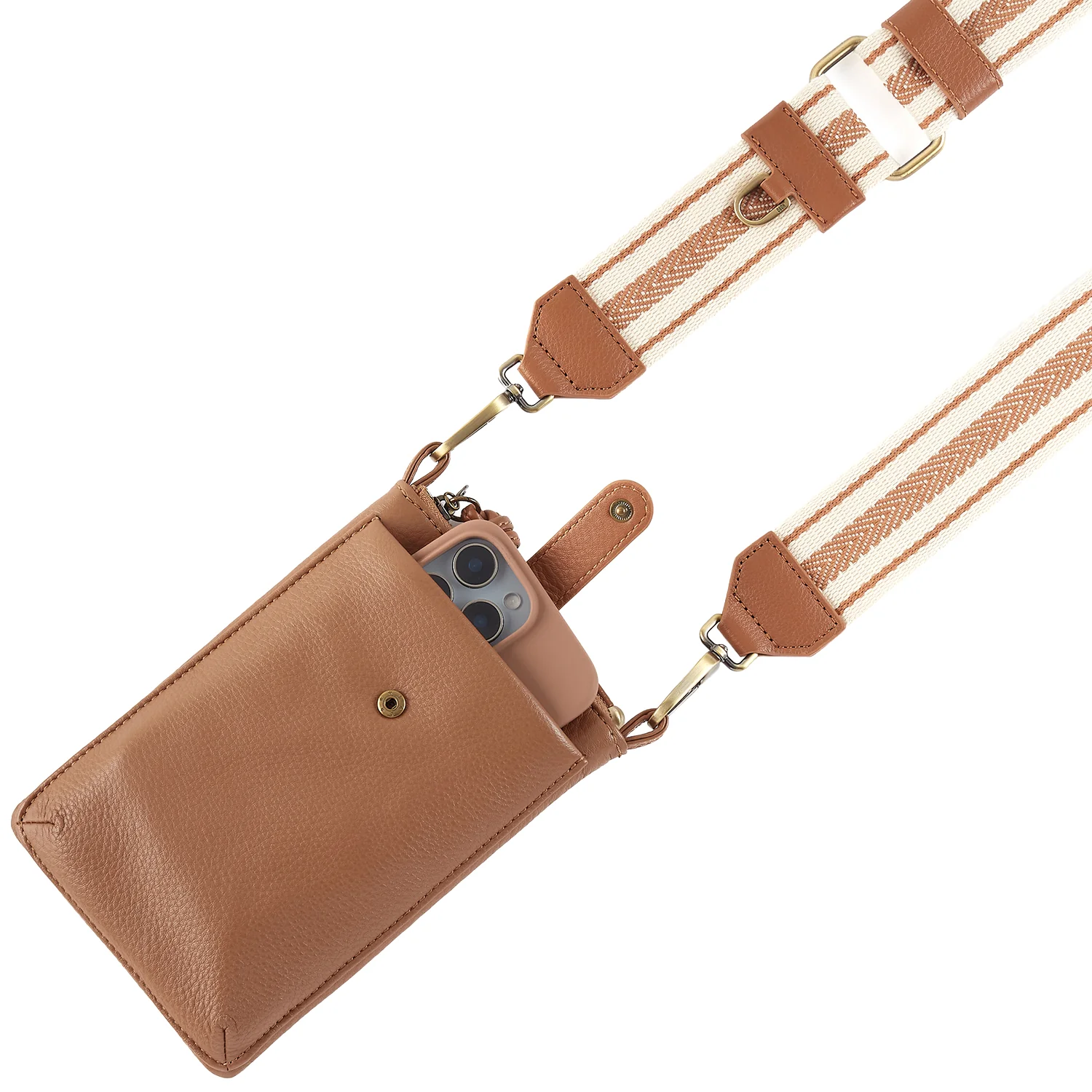 Hobo Cass Phone Crossbody Handbag Brown Sugar Pebbled Leather - Image 2