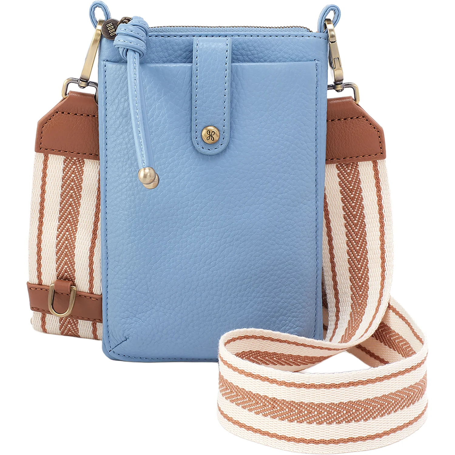 Hobo Cass Phone Crossbody Handbag Seabreeze Pebbled Leather