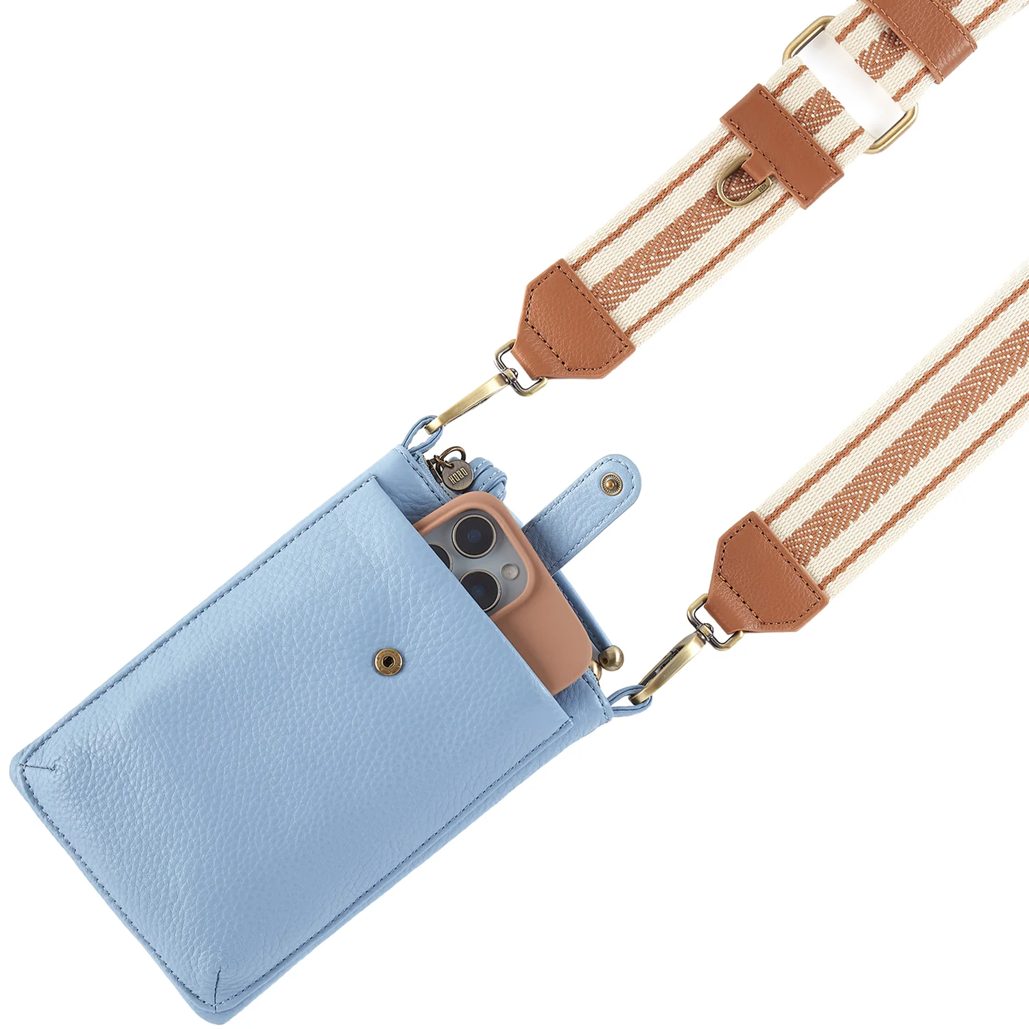 Hobo Cass Phone Crossbody Handbag Seabreeze Pebbled Leather - Image 2