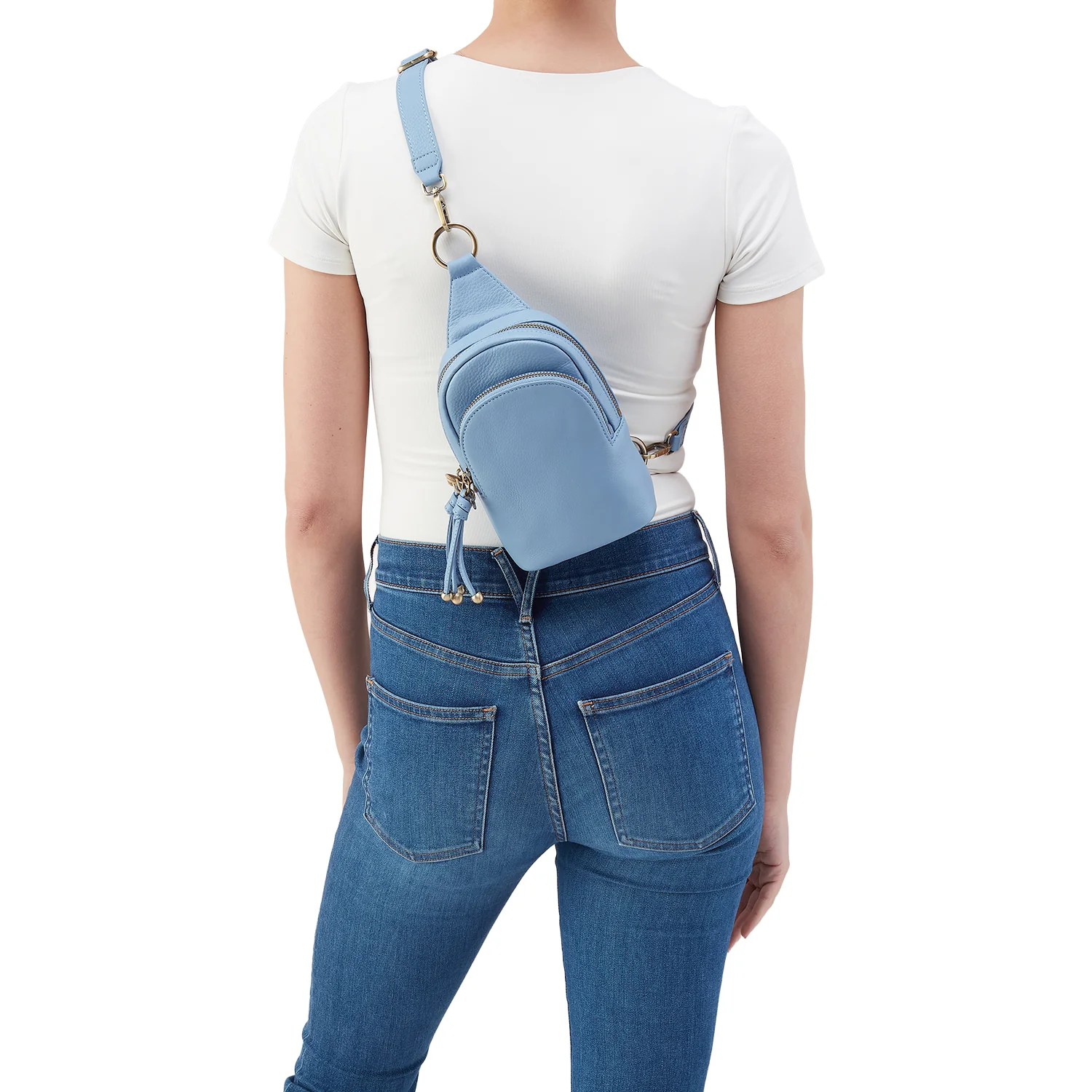 Hobo Cass Small Sling Handbag Seabreeze Pebbled Leather - Image 4