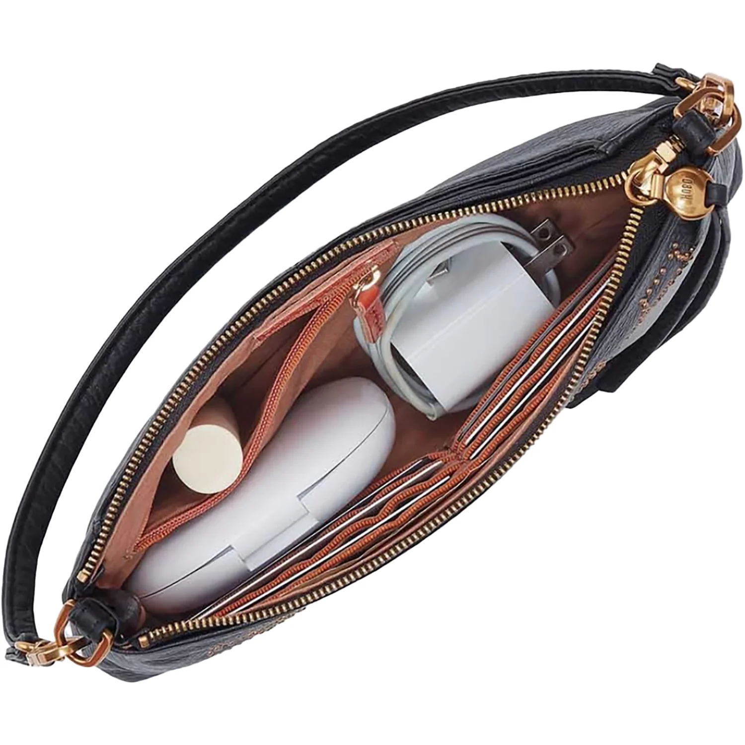Hobo Darcy Handbag Black Leather with Floral Studs - Image 2