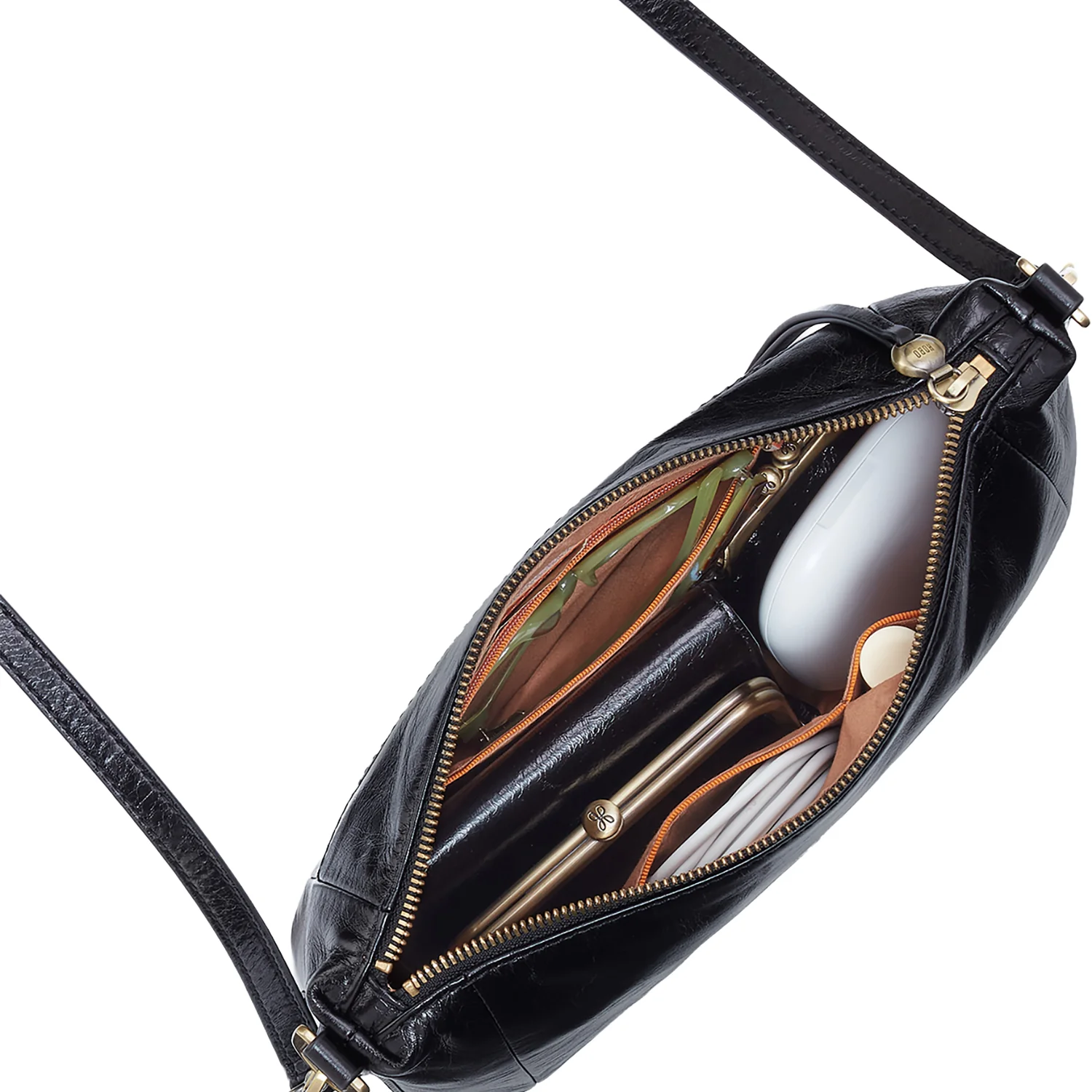 Hobo Darcy Carry-All Crossbody Handbag Black Polished Leather - Image 2