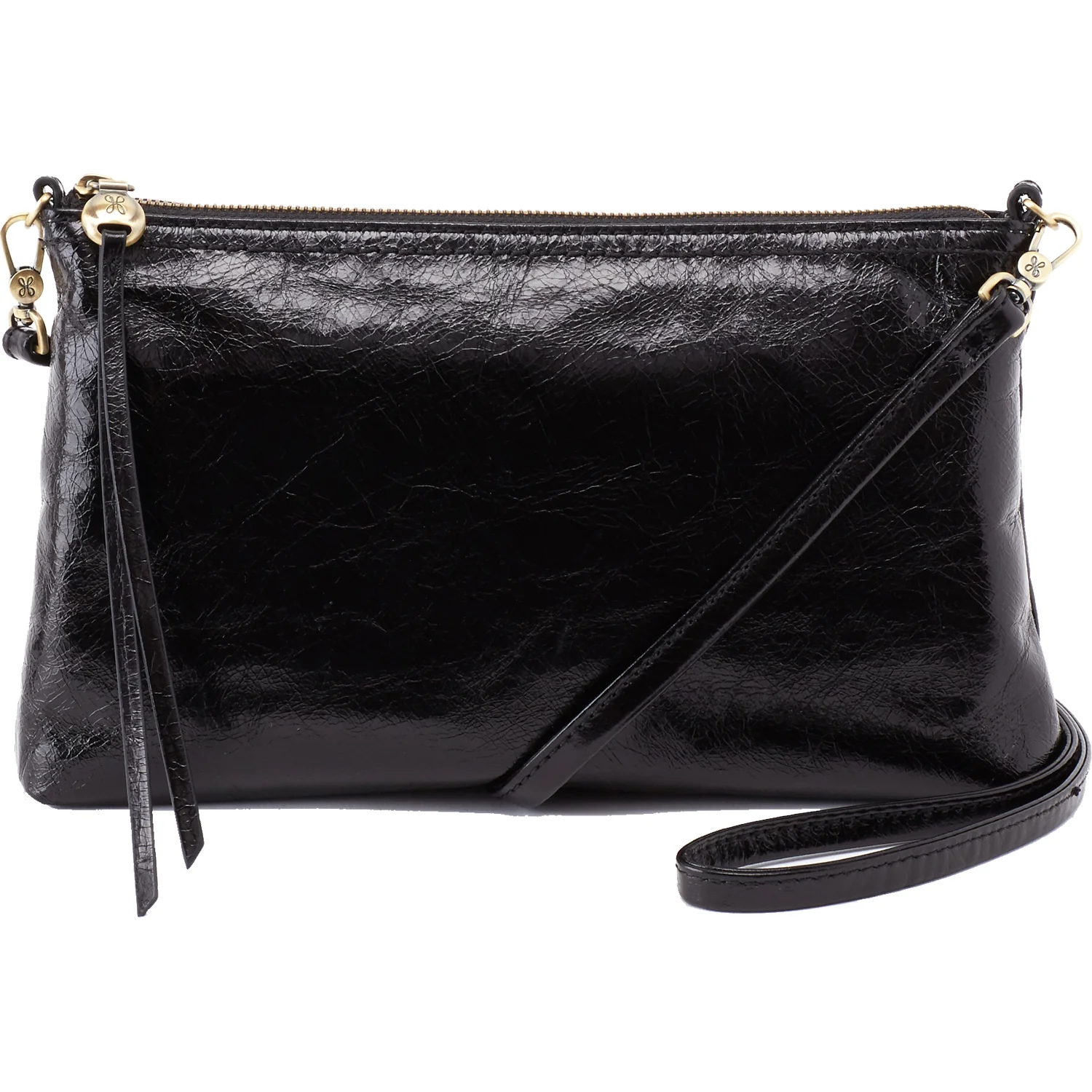Hobo Darcy Crossbody Handbag Black Polished Leather