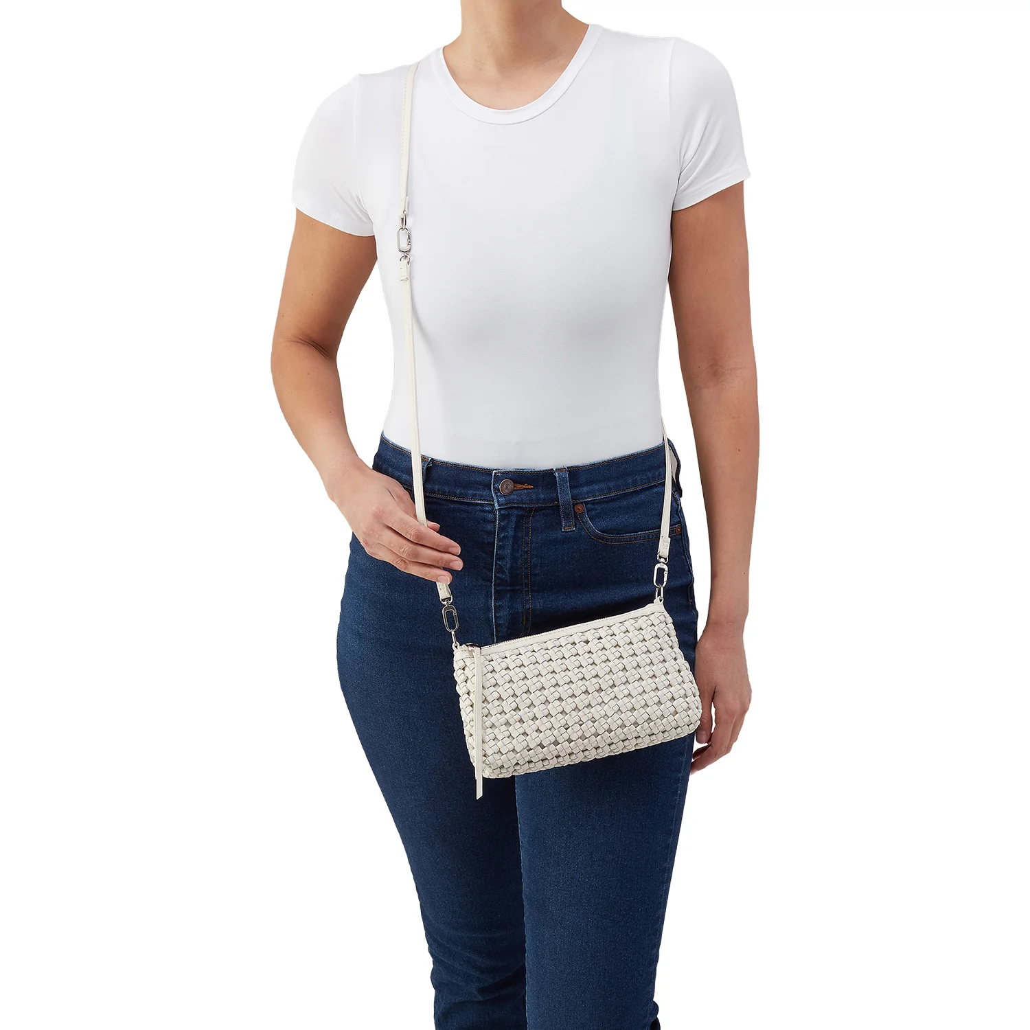 Hobo Darcy Crossbody Handbag Whitecap Woven Leather - Image 4