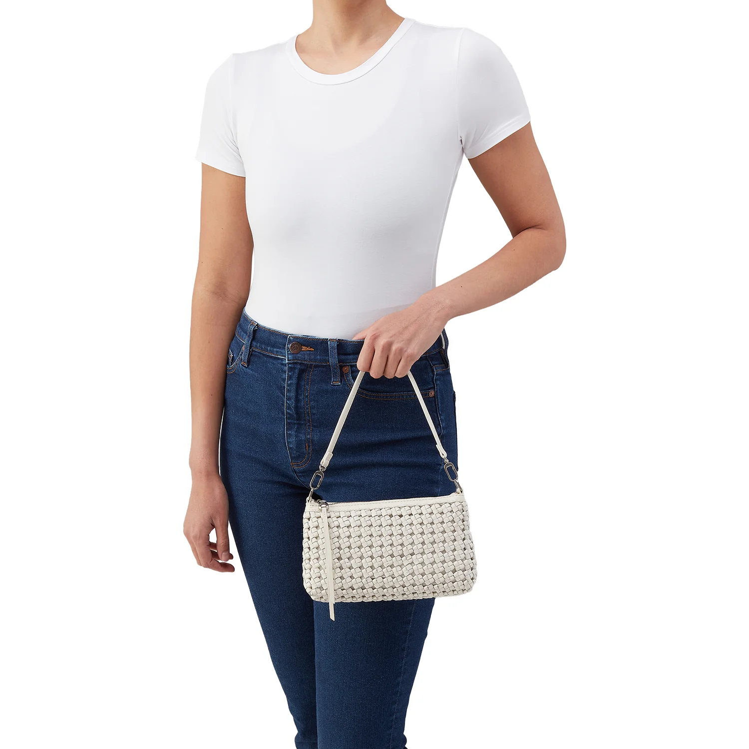 Hobo Darcy Crossbody Handbag Whitecap Woven Leather - Image 5