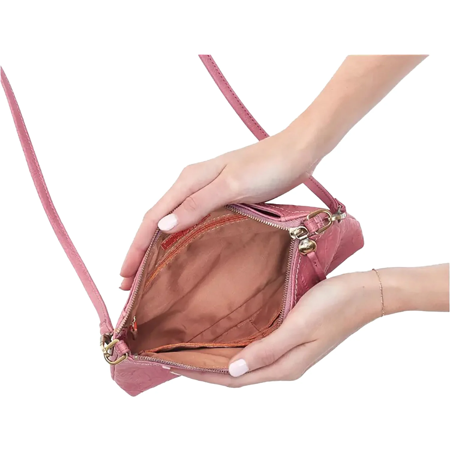 Hobo International Darcy Crossbody Handbag Mauve Embossed Leather - Image 3