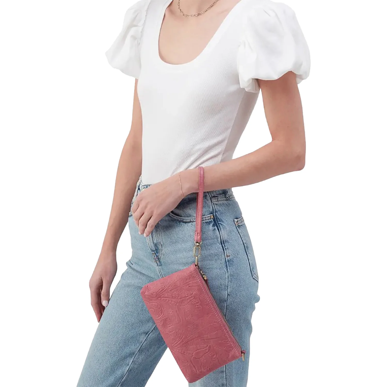 Hobo International Darcy Crossbody Handbag Mauve Embossed Leather - Image 5