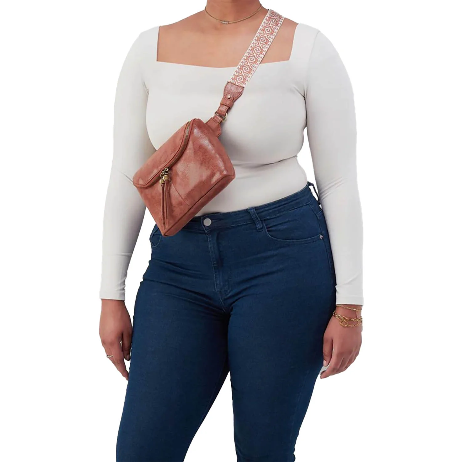 Hobo Fern Large Belt Bag Handbag Buffed Burnished Saddle - Image 4