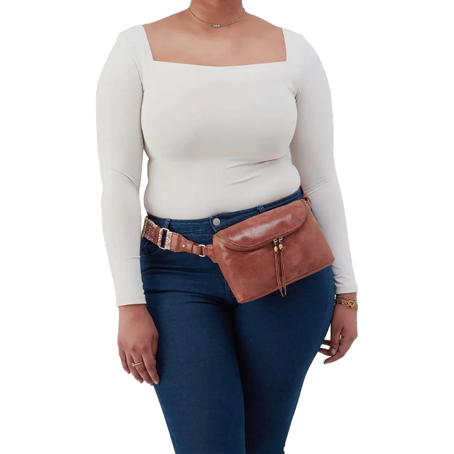 Hobo Fern Large Belt Bag Handbag Buffed Burnished Saddle - Image 5