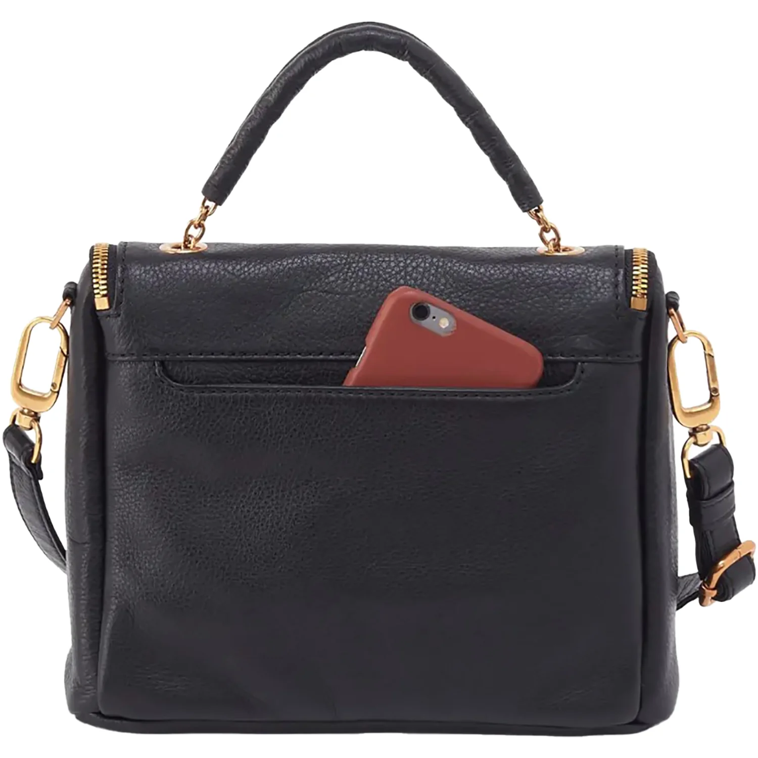 Hobo International Fern Top Handle Satchel Pebbled Handbag Black - Image 2