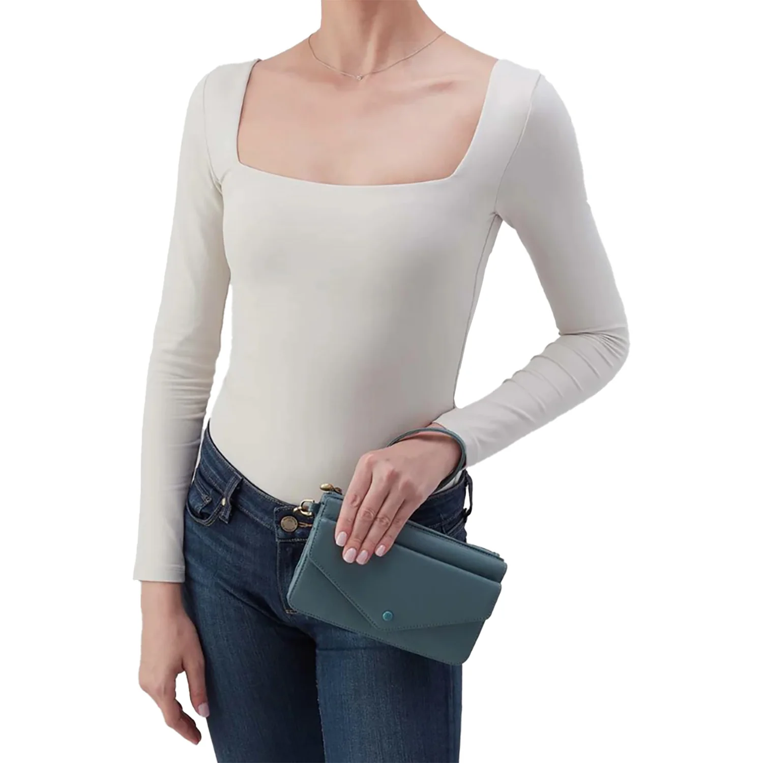 Hobo Goldie Wristlet Handbag Agave Leaf Pebbled Leather - Image 4