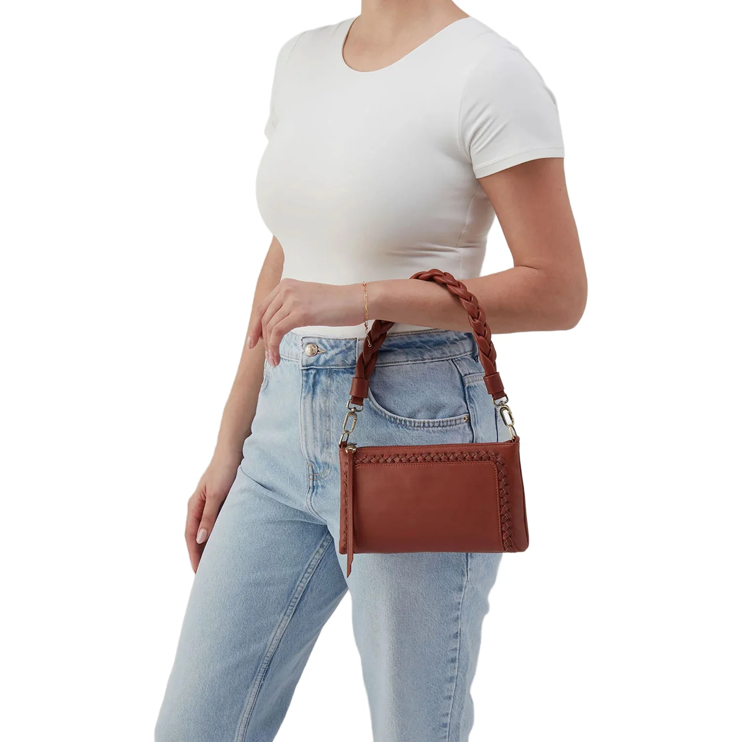 Hobo International Darcy Crossbody Smooth Handbag Luggage - Image 6