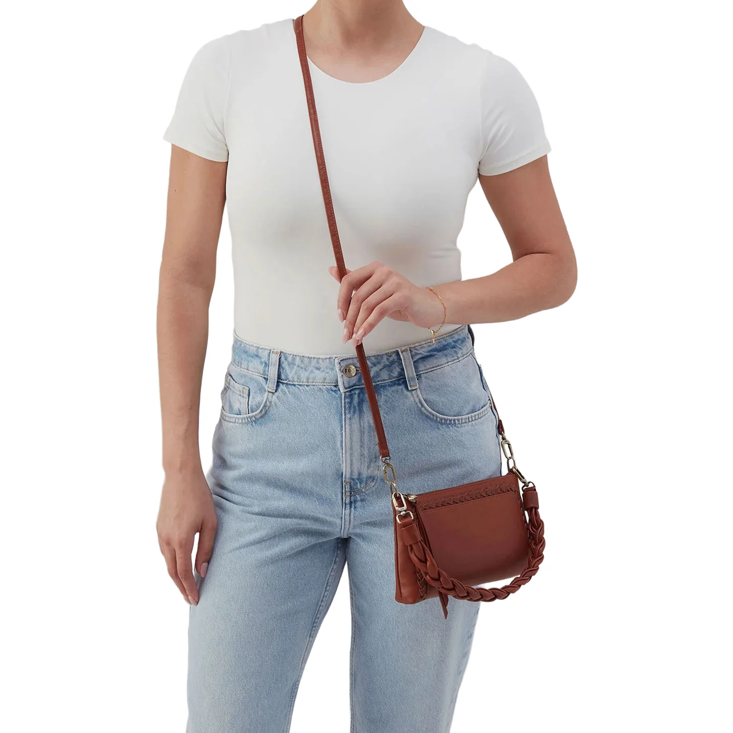 Hobo International Darcy Crossbody Smooth Handbag Luggage - Image 7